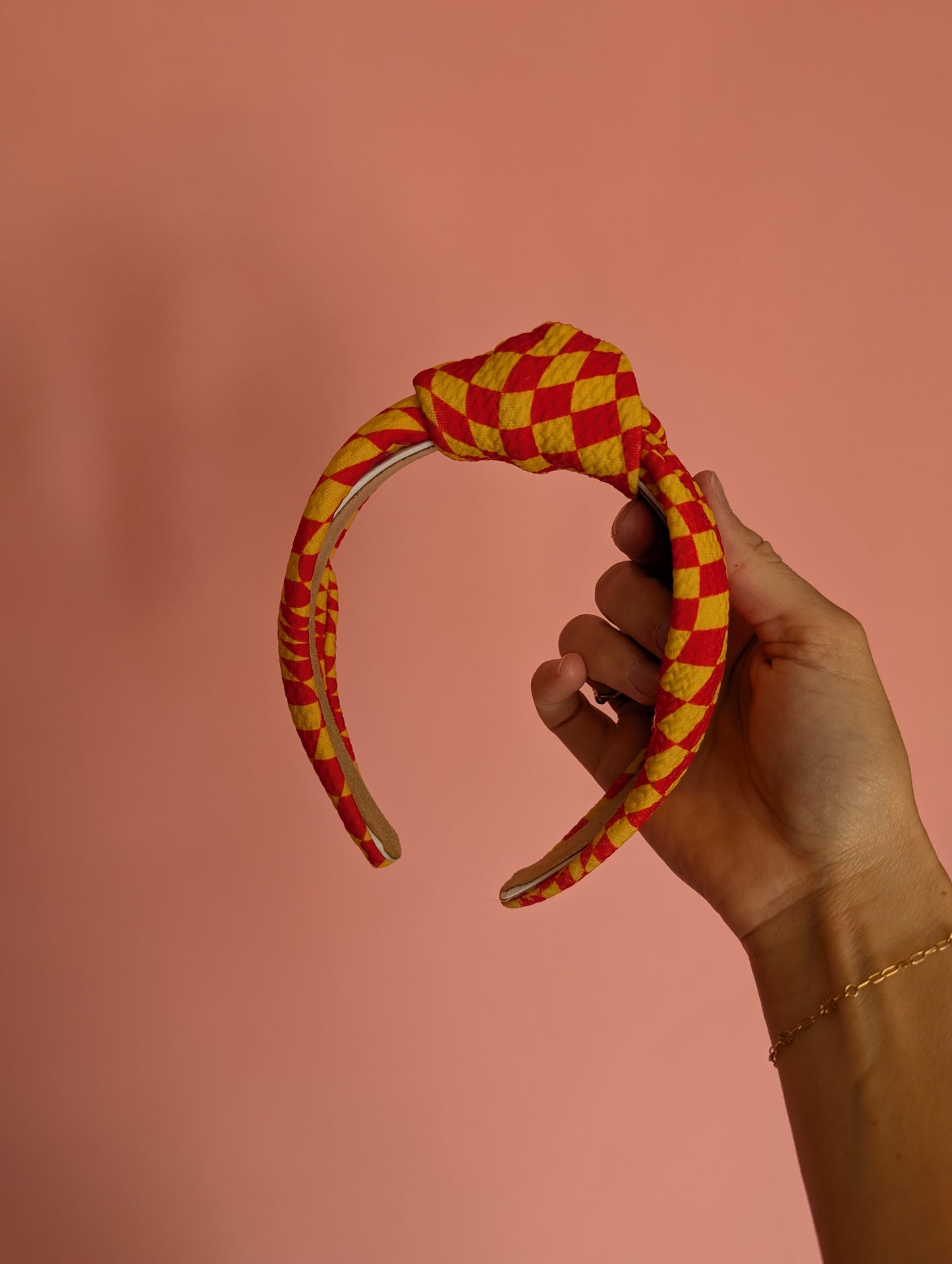 Red and Yellow Checkered Headband