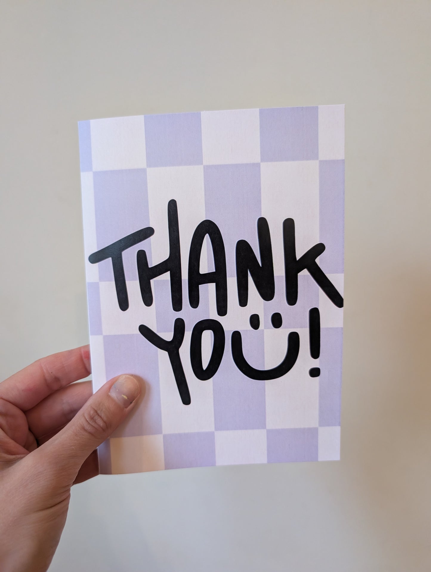 Purple Checkered Thank You - Greeting Card