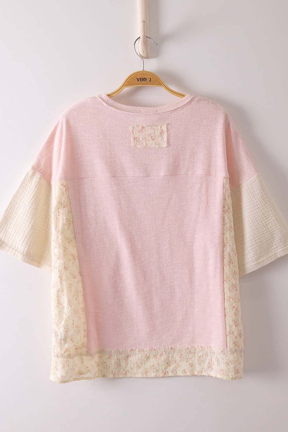 Sunlit Petal Mixed Media Tee - PINK