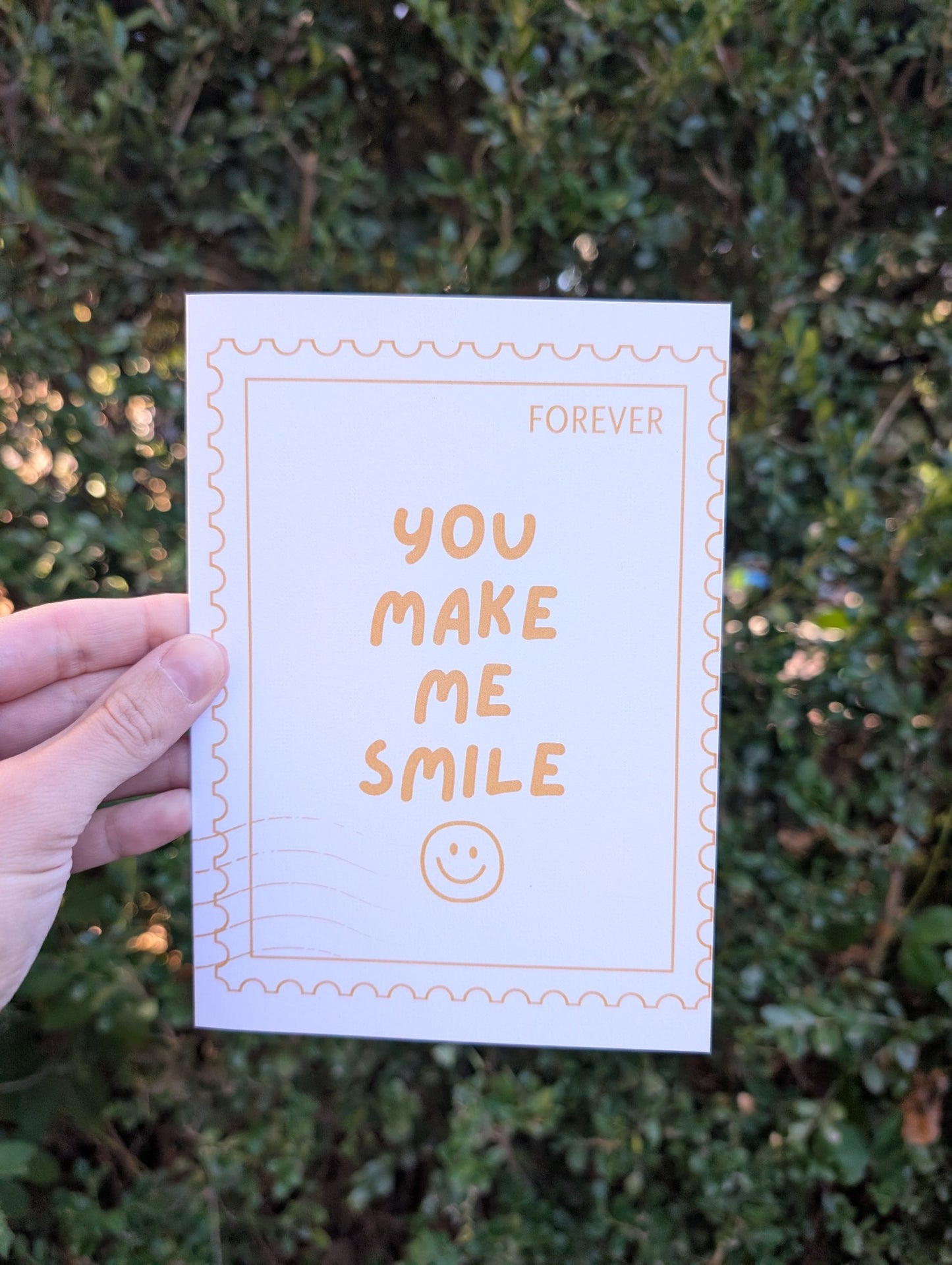 You Make Me Smile - Postage Stamp Greeting Card