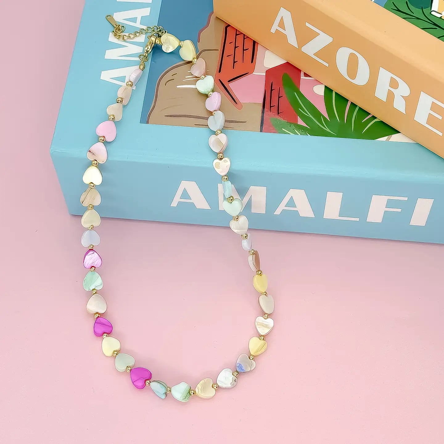 PASTEL - Multi Heart Stone Necklace