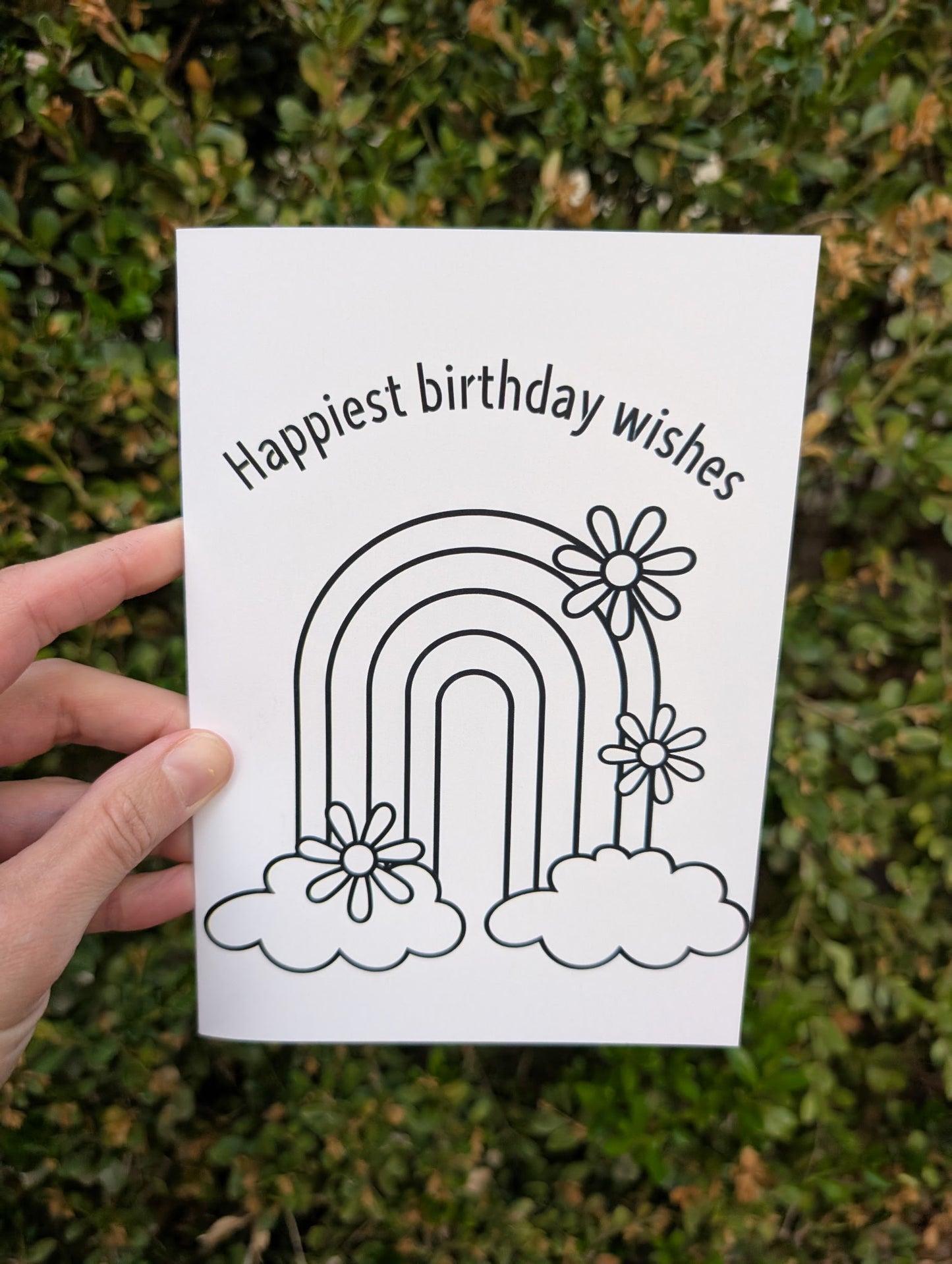 Color Your Own - Happiest Birthday Wishes- Greeting Card