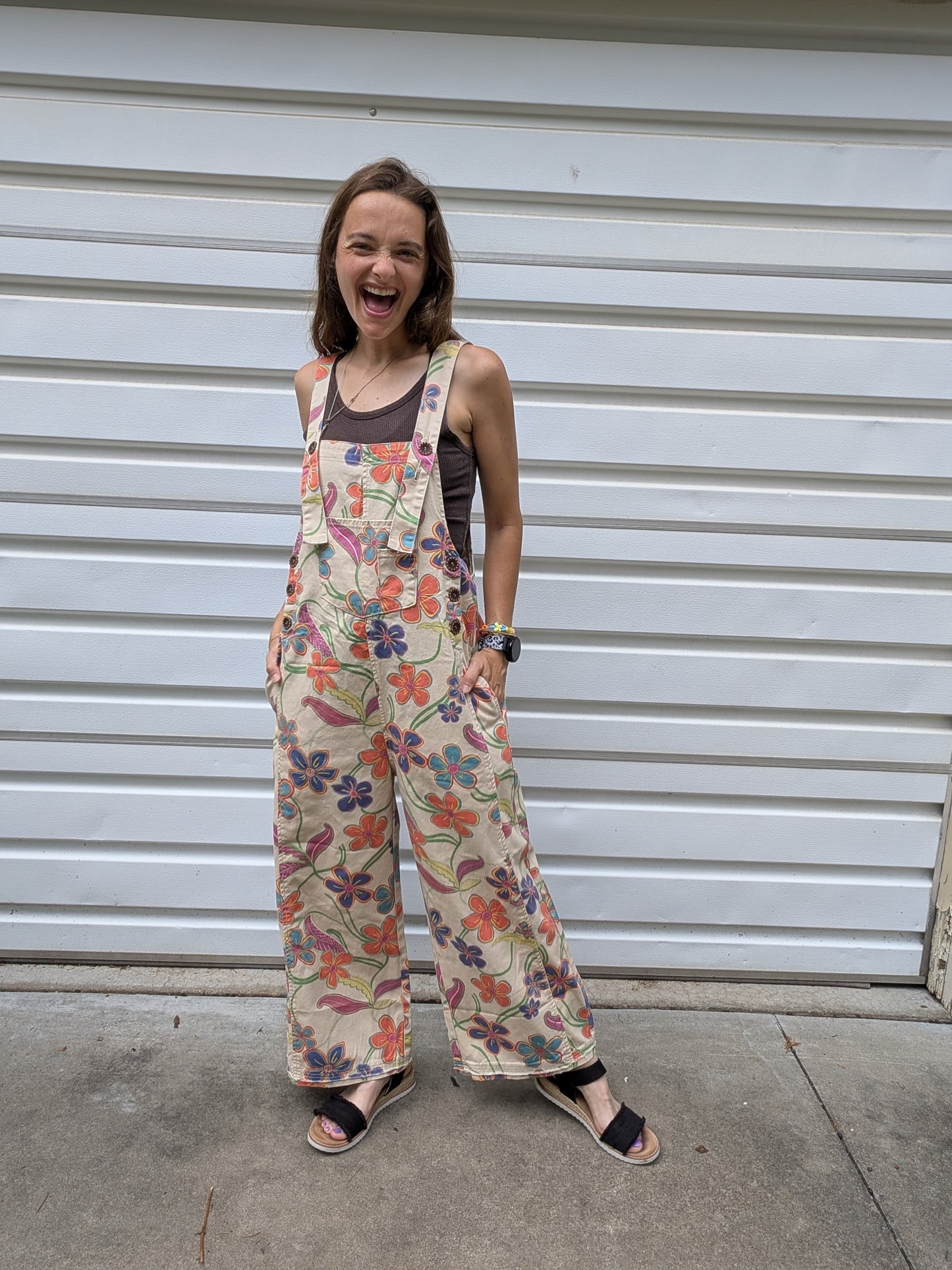 Groovy Garden Wide Leg Overalls