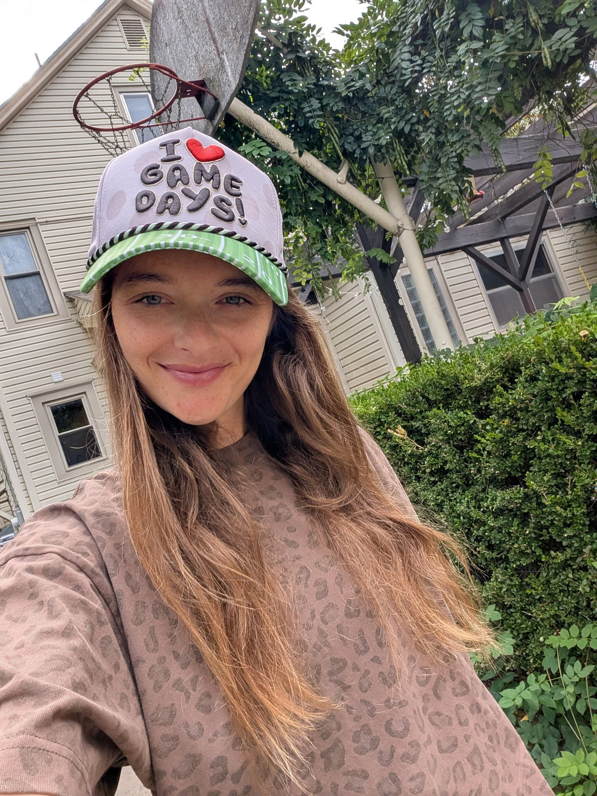 I Love Game Days Football Field Trucker Hat