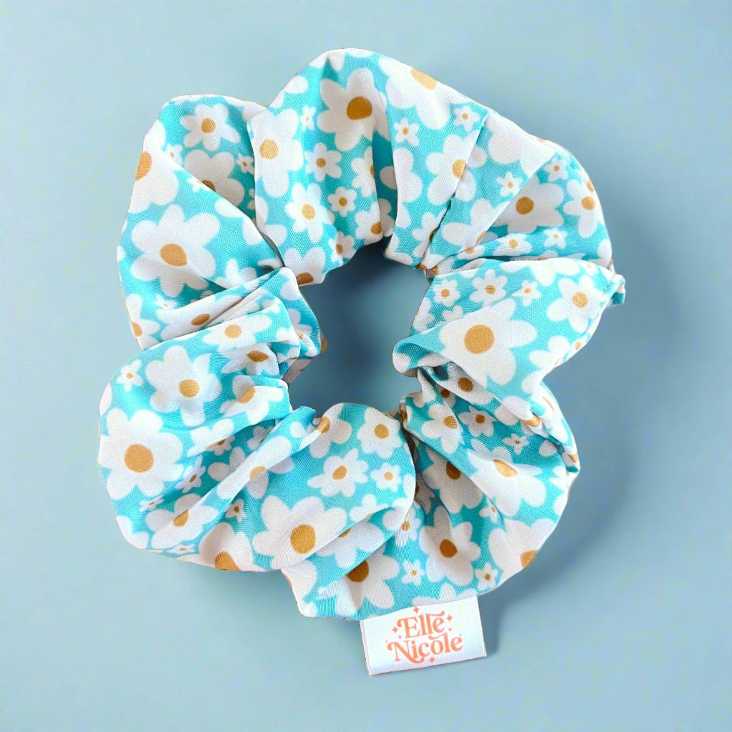 Sky Blue Daisy Scrunchie