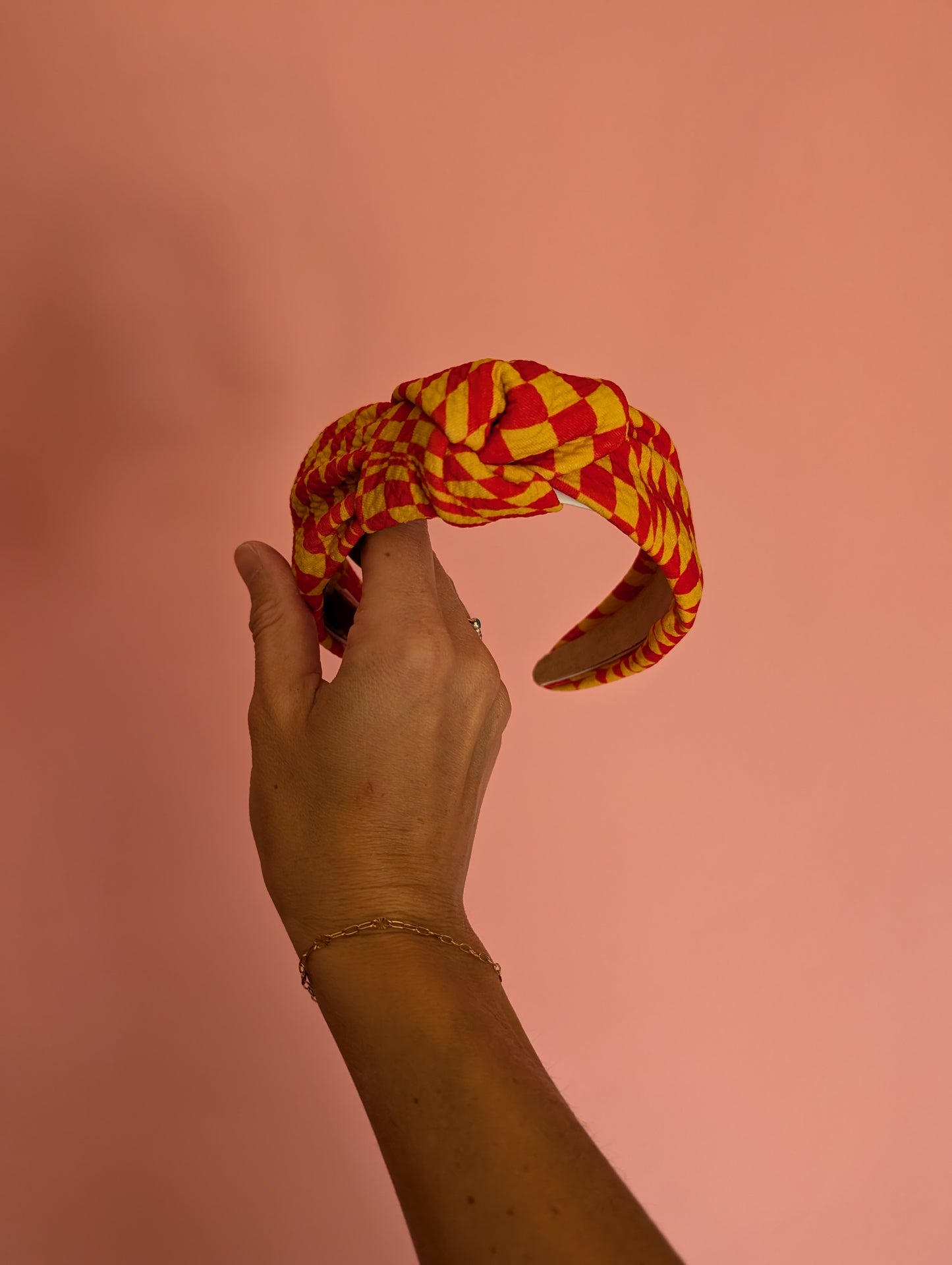 Red and Yellow Checkered Headband