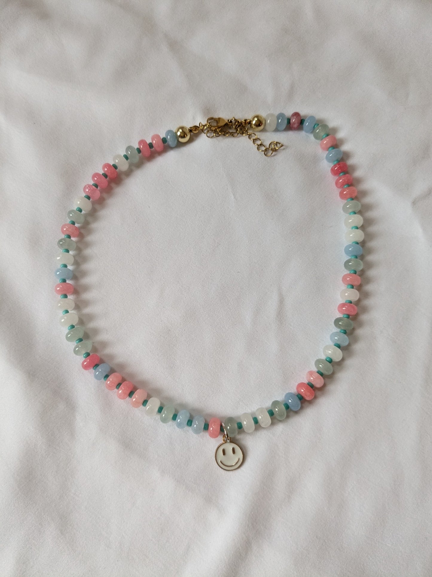 Pastel Hues White Smiley Necklace