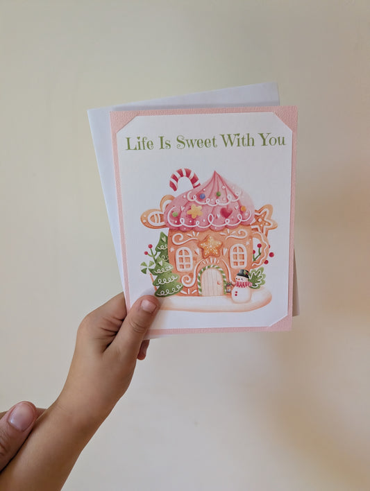 Charming Winter Gingerbread House Card - EJU