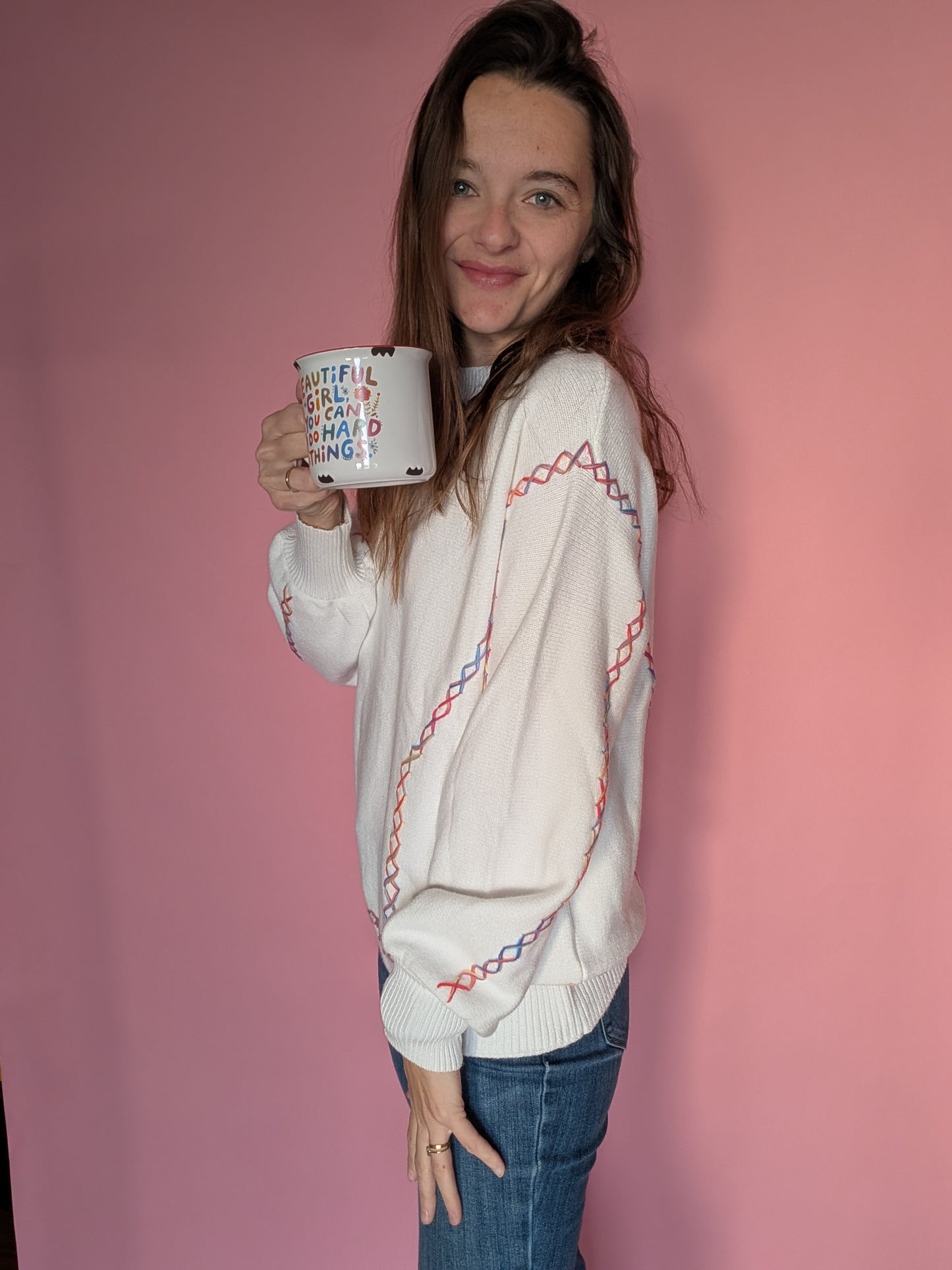 Rainbow Cross Stitch Sweater