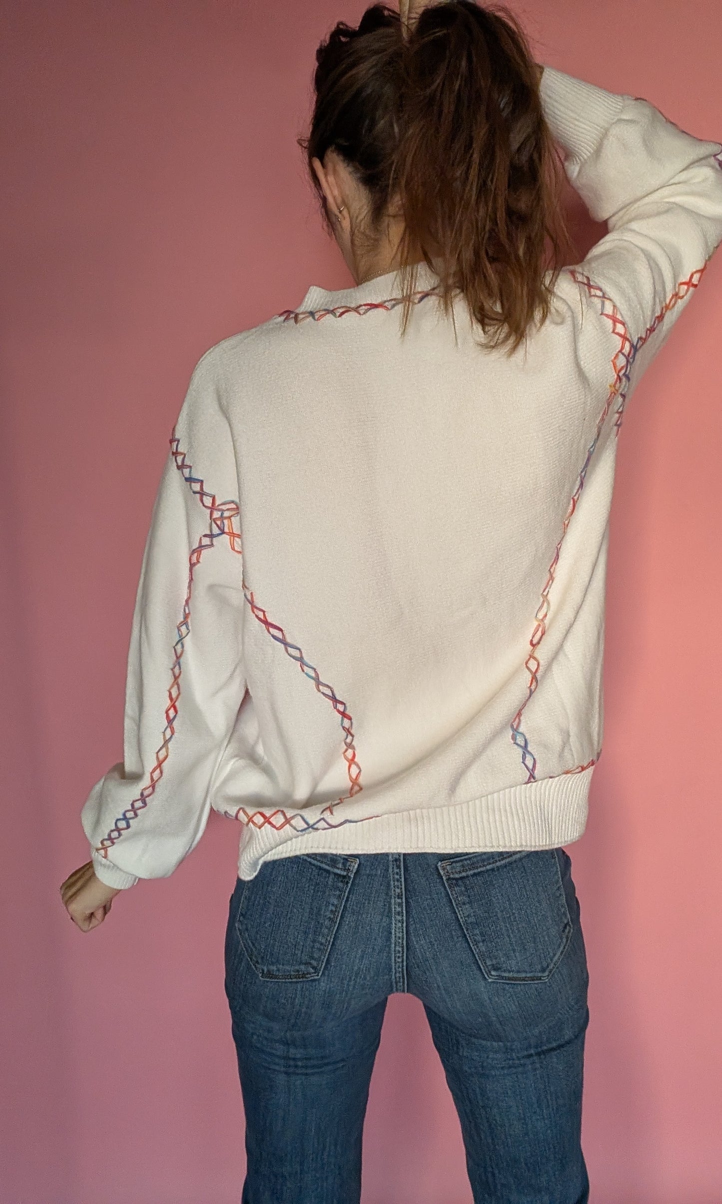 Rainbow Cross Stitch Sweater