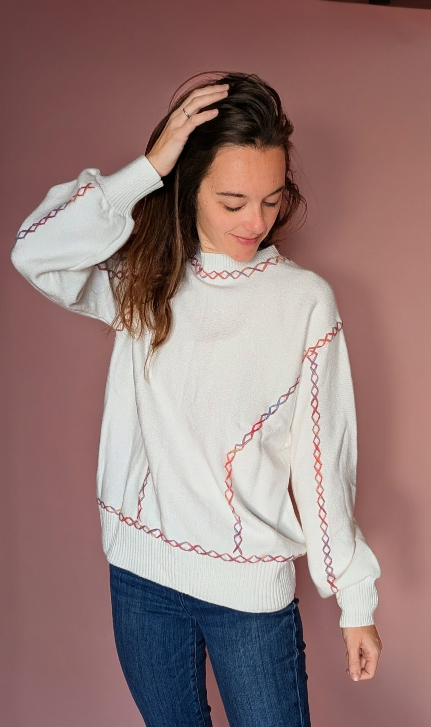 Rainbow Cross Stitch Sweater