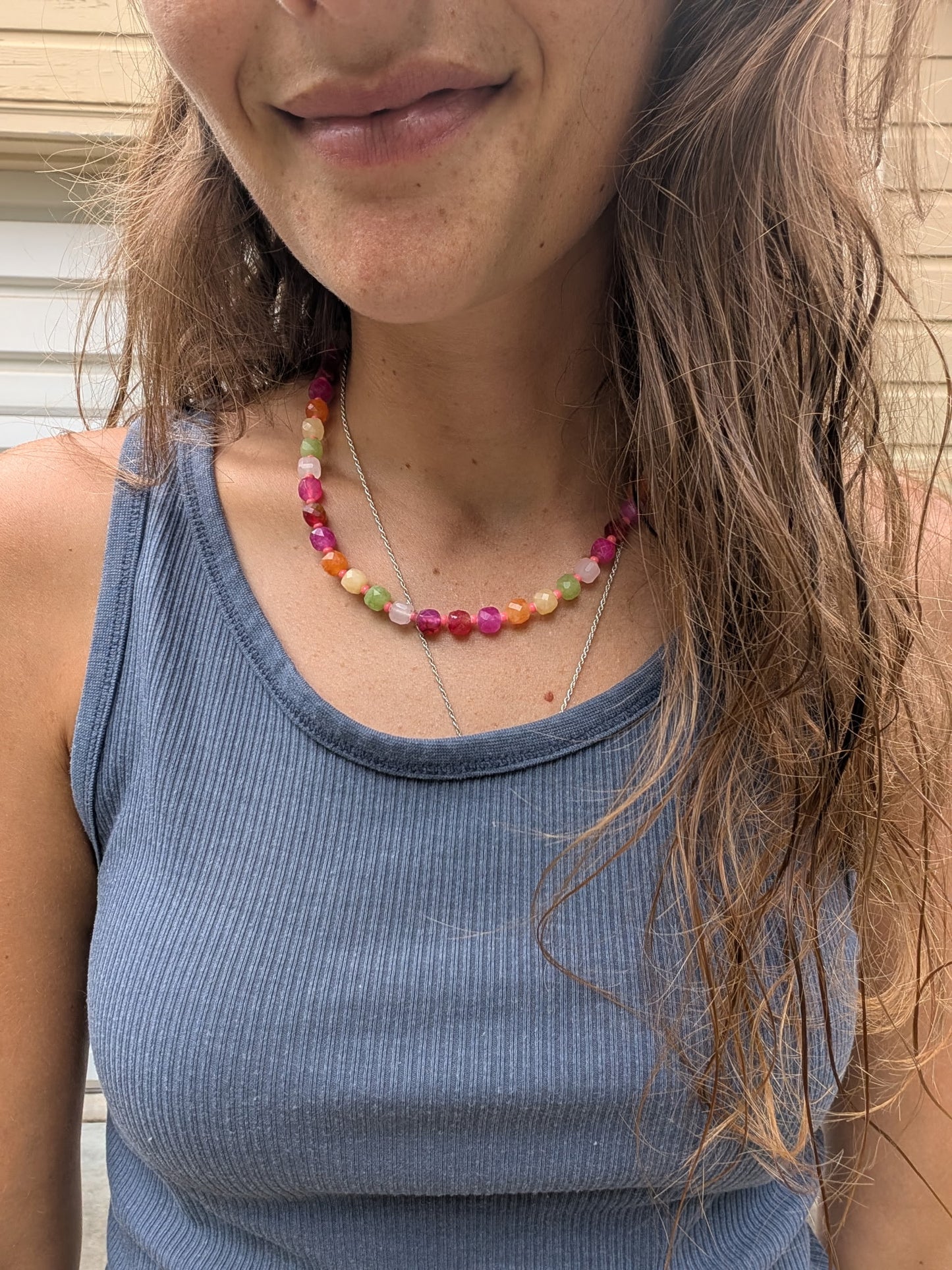 Paris Flower Market - Gemestone Beaded Necklace