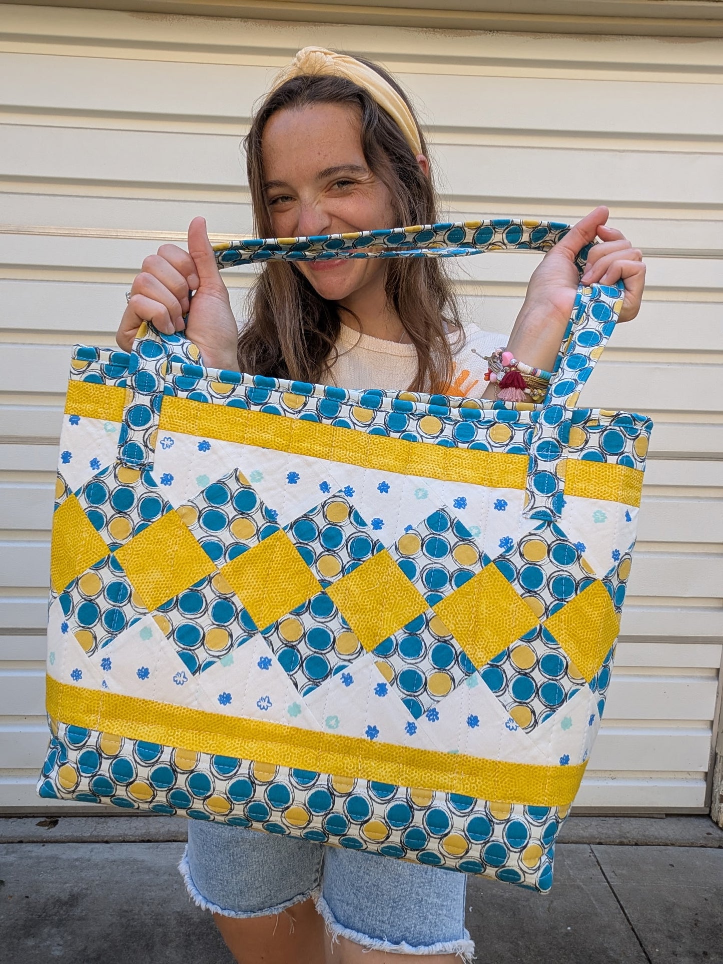 The Capri Coast Hand-Quilted Large Tote
