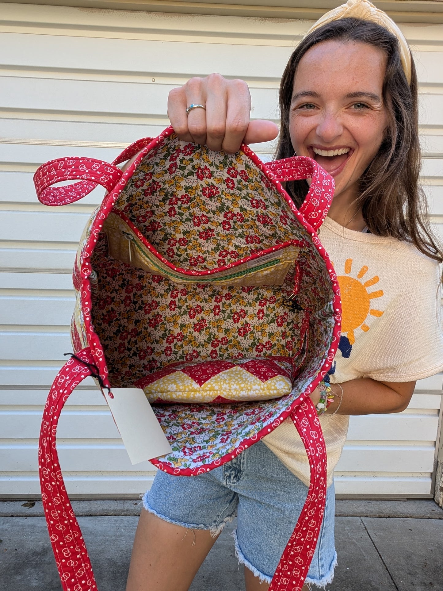 The Cherry Lemonade Hand-Quilted Tote Large