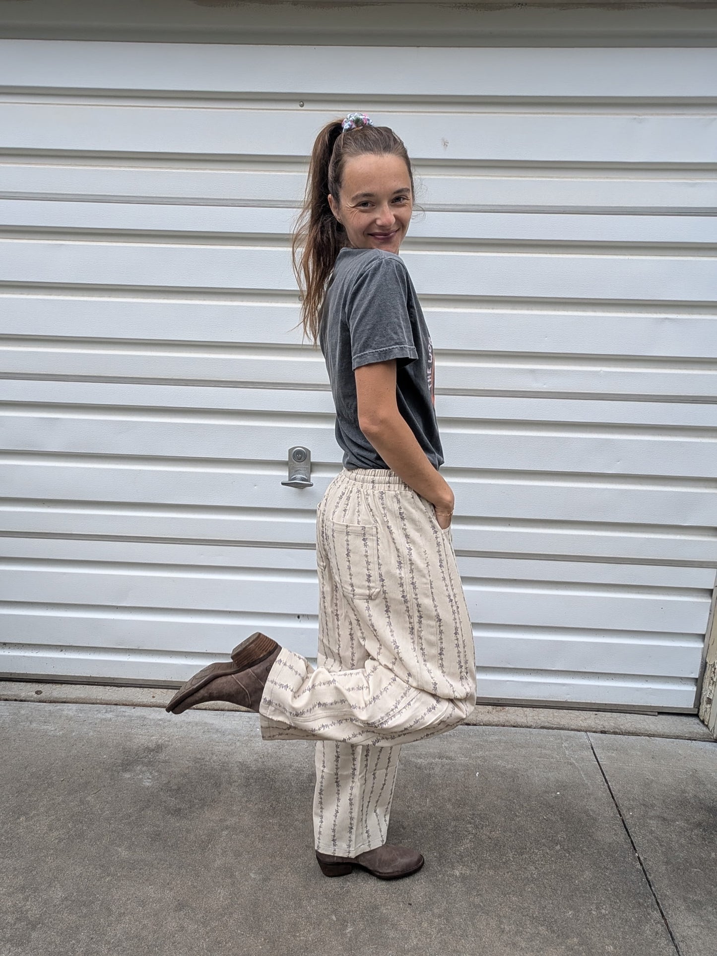 Lavender Mix Barrel Pants
