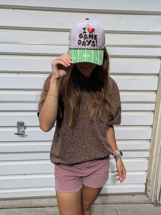 I Love Game Days Football Field Trucker Hat