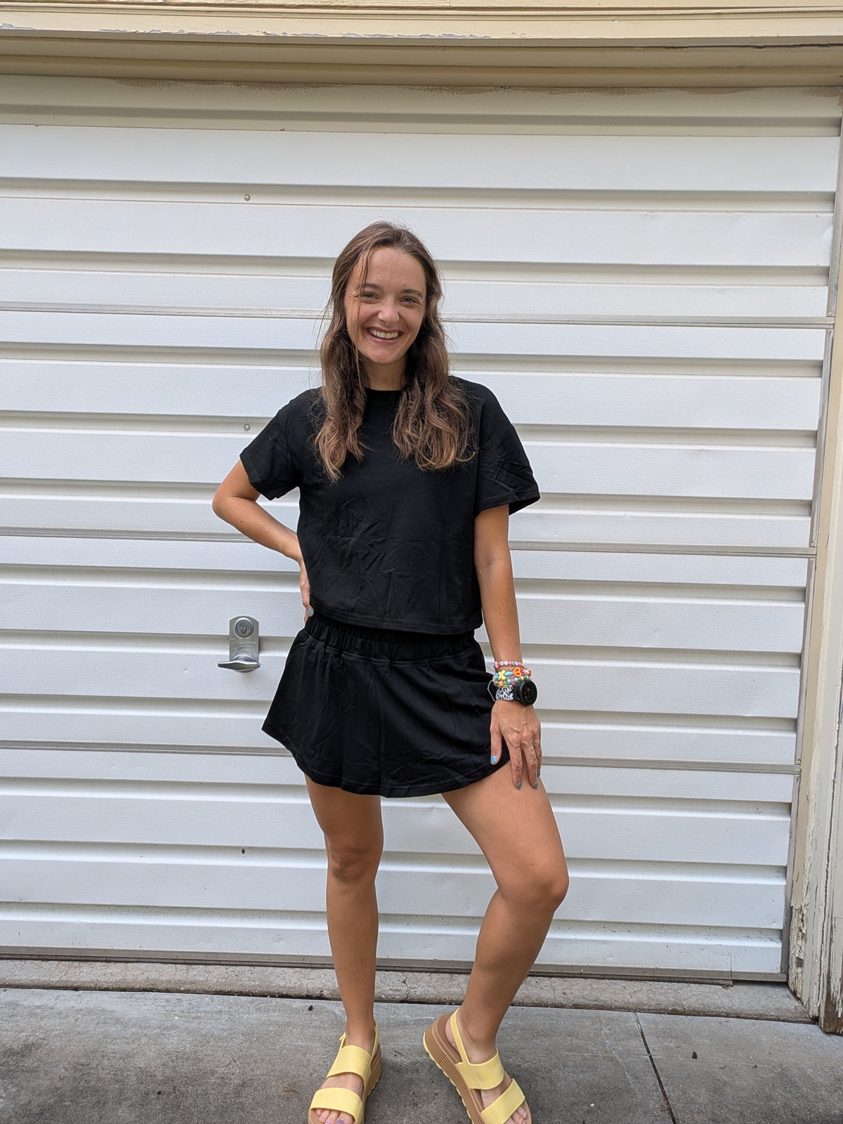 Midnight Glow Boxy Crop & Flared Shorts Two-Piece Set