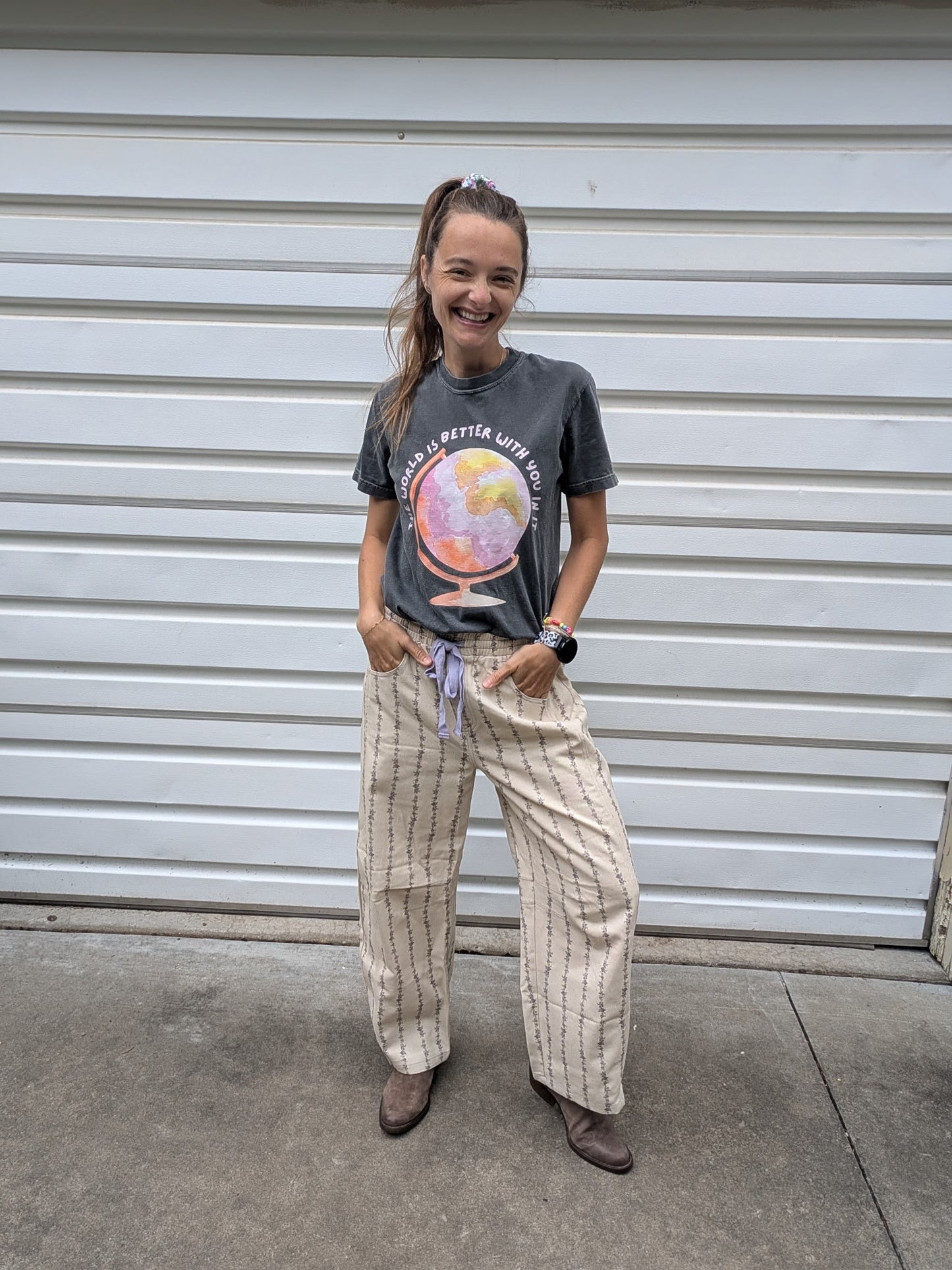 Lavender Mix Barrel Pants