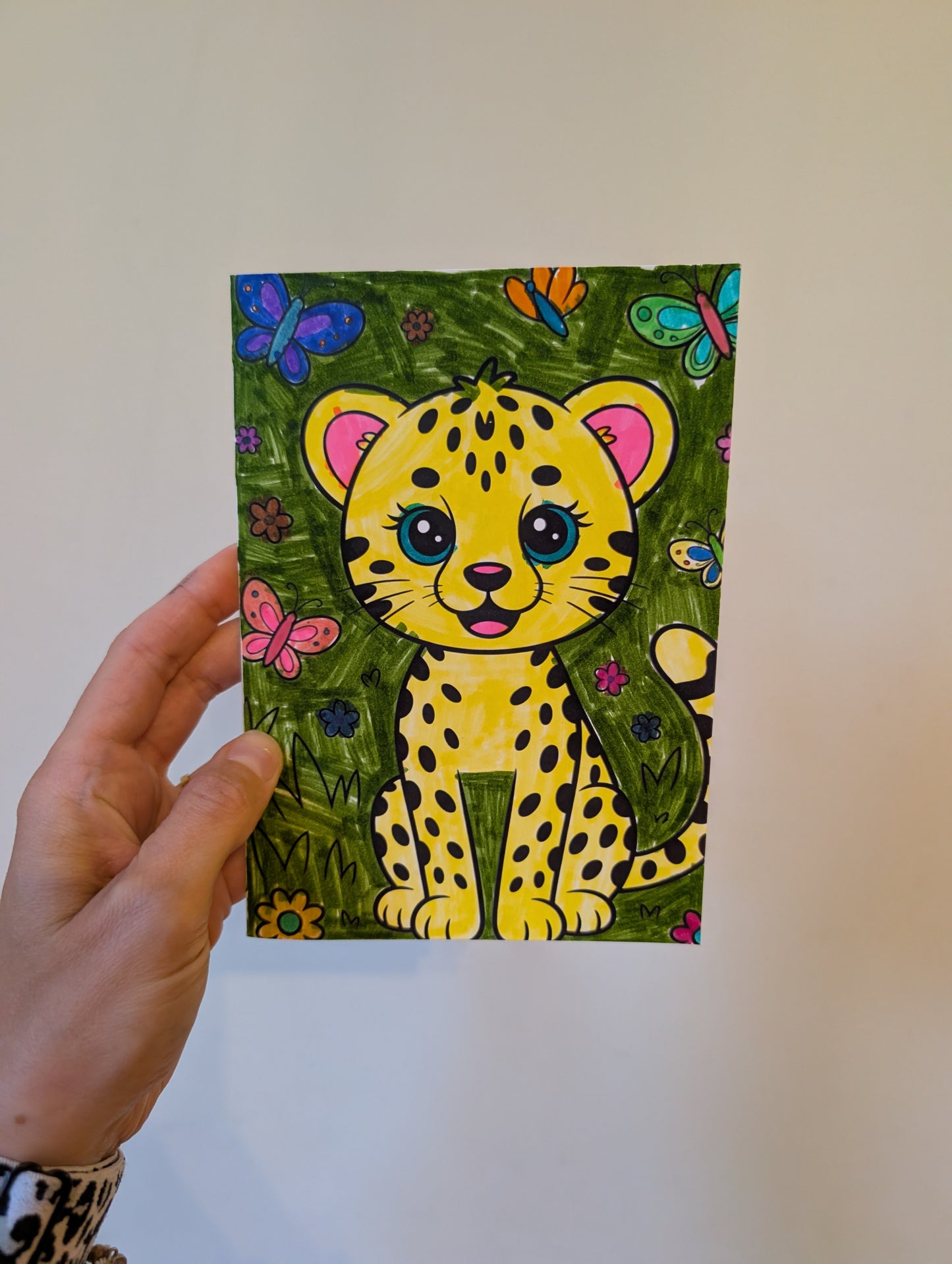 Color Your Own - Leopard - Greeting Card
