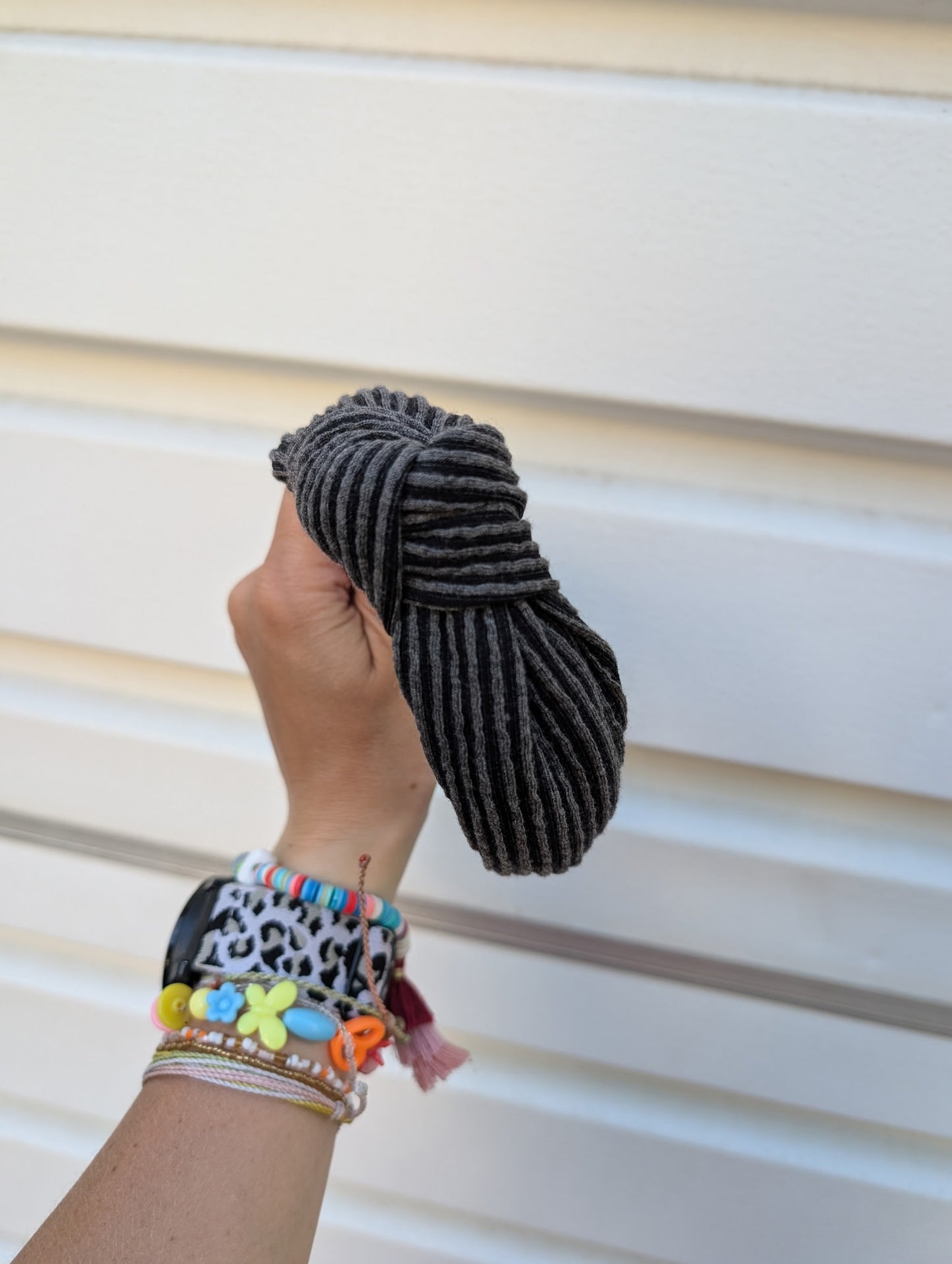 Charcoal Ribbed Structured Headband