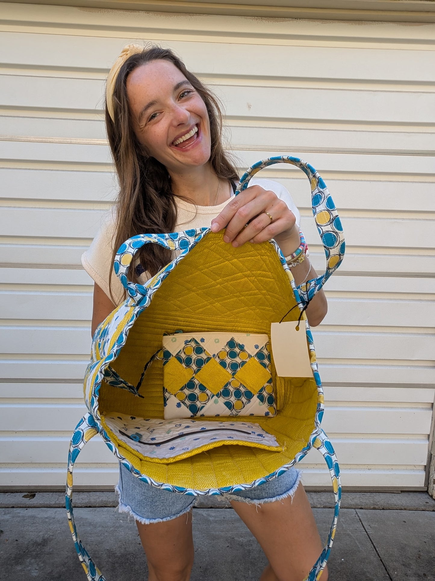 The Capri Coast Hand-Quilted Large Tote