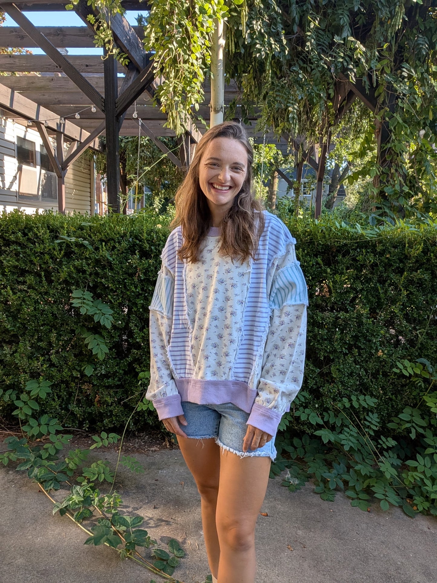 Lilac Meadow Patchwork Pullover
