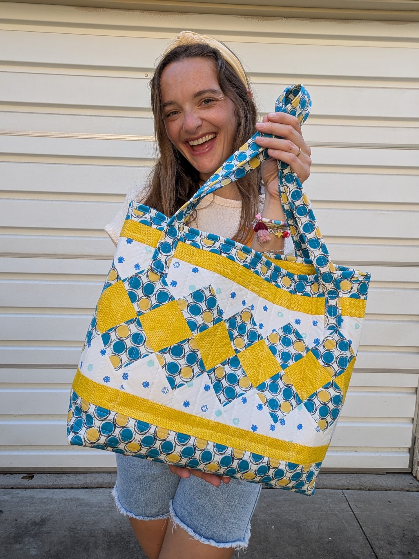The Capri Coast Hand-Quilted Large Tote