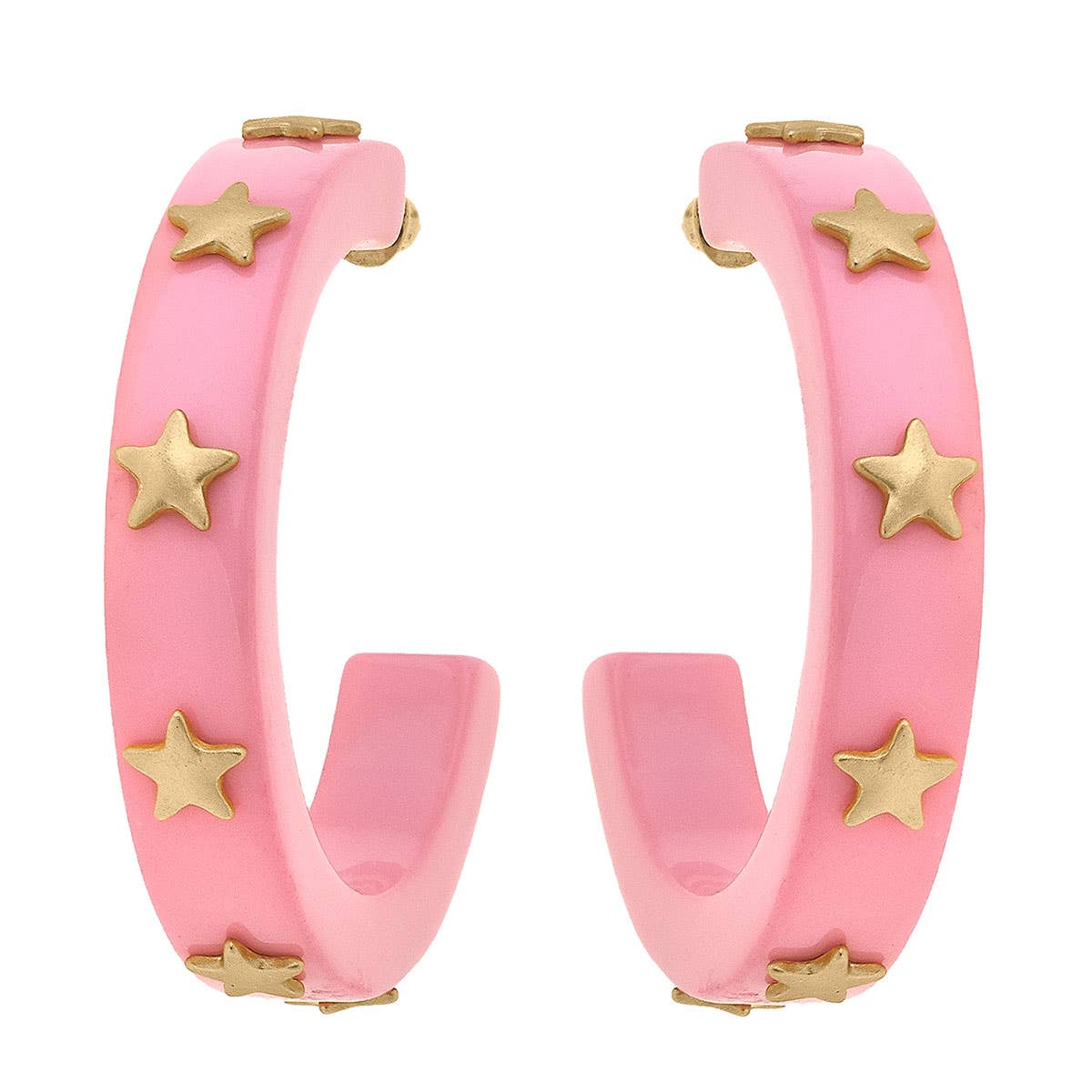 Pink Darla Star Resin Hoop Earrings