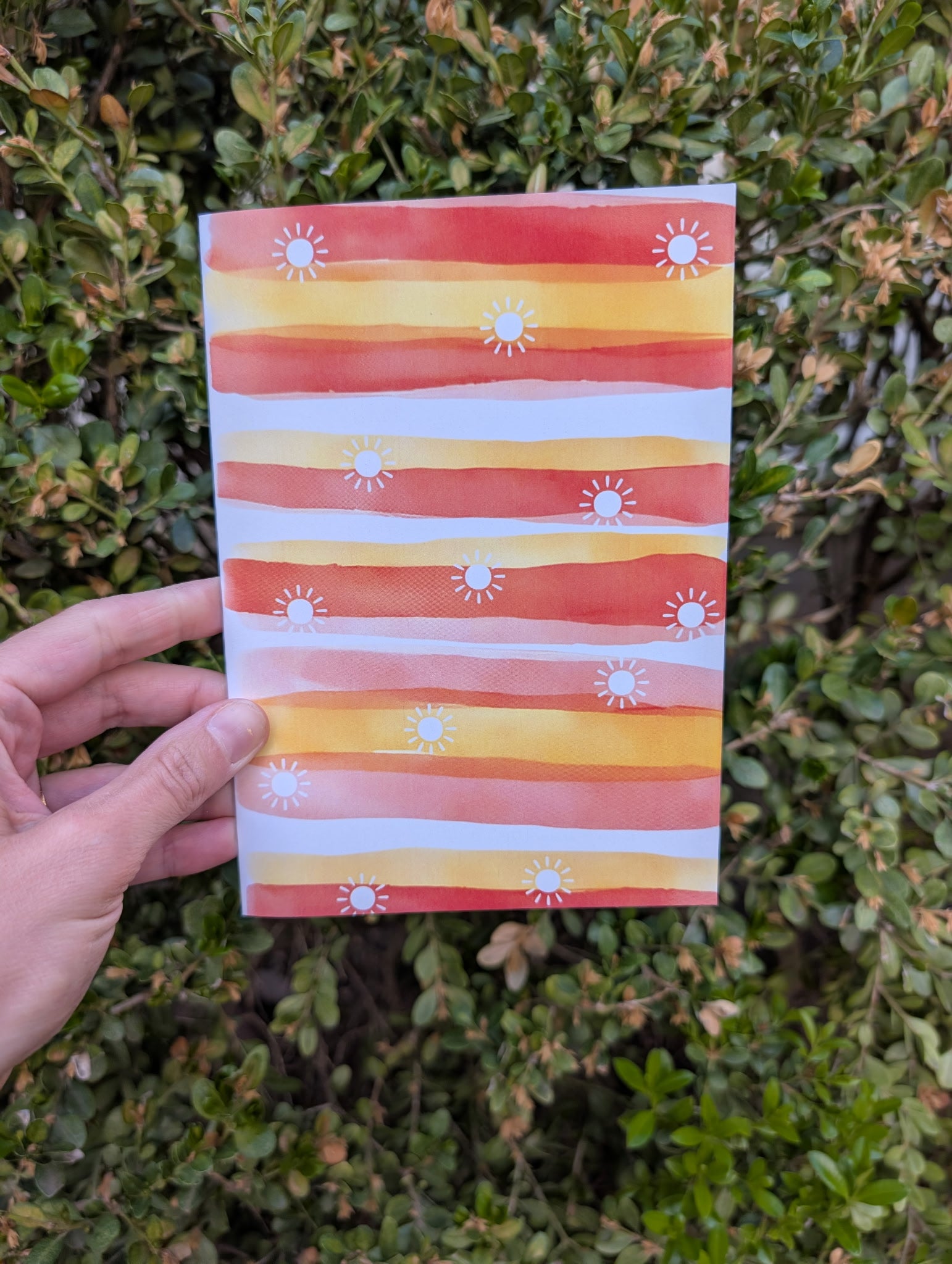 Sunset Stripe card with suns