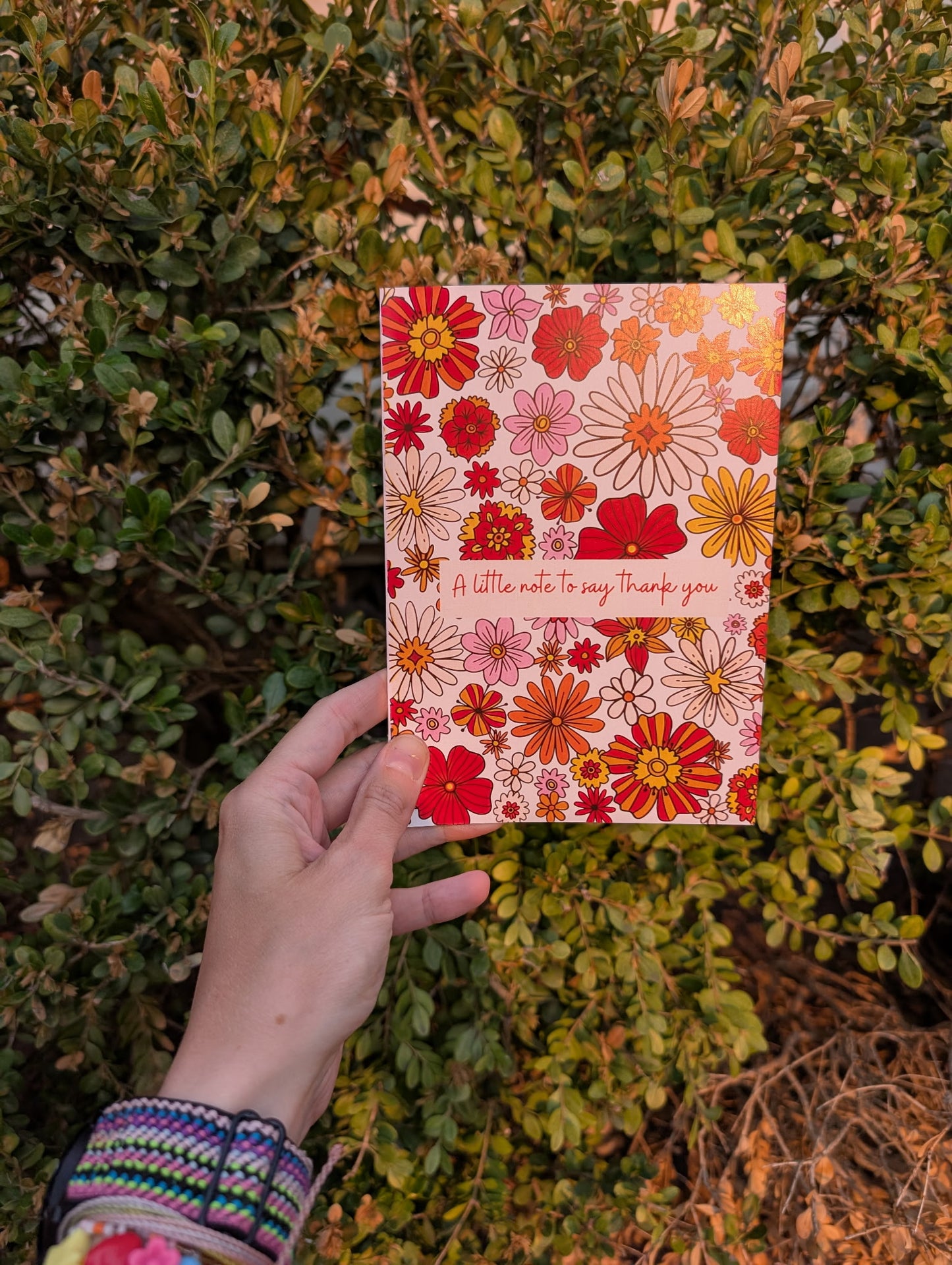 A Little Note - Retro Floral Greeting Card Card