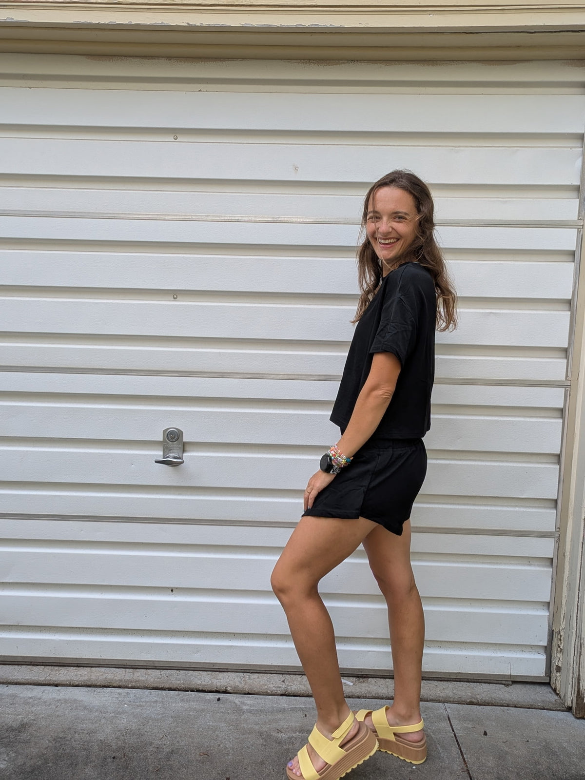 Midnight Glow Boxy Crop & Flared Shorts Two-Piece Set