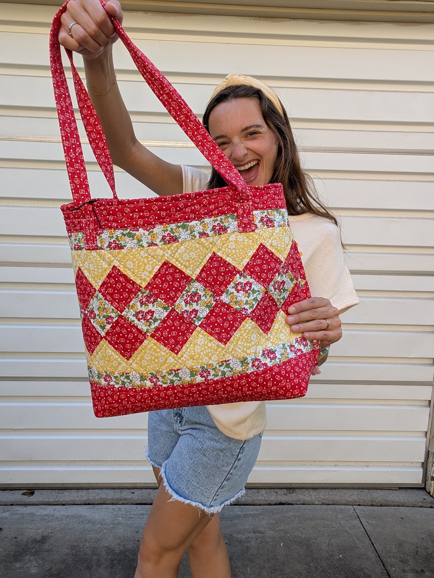 The Cherry Lemonade Hand-Quilted Tote Large