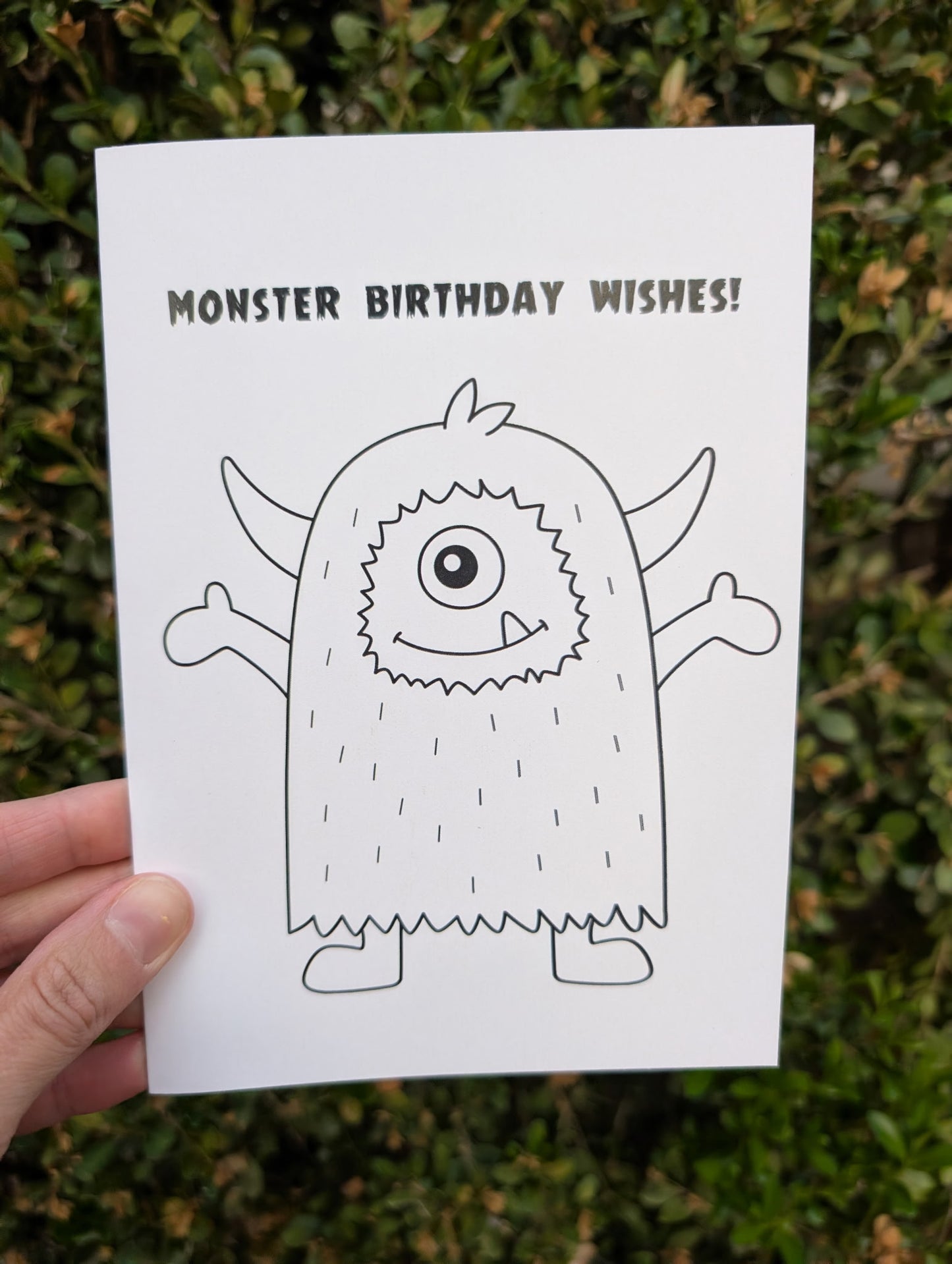 Color Your Own - Monster Birthday - Greeting Card