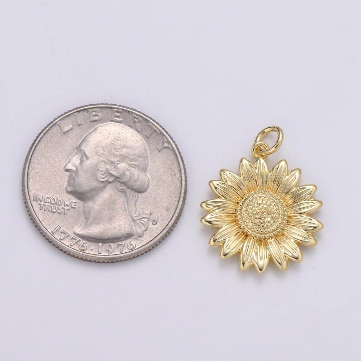 Dainty 24K Gold Filled Sun Flower Charm   E-136