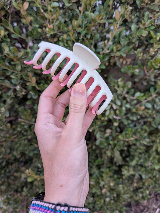 Pink & White Claw Clip