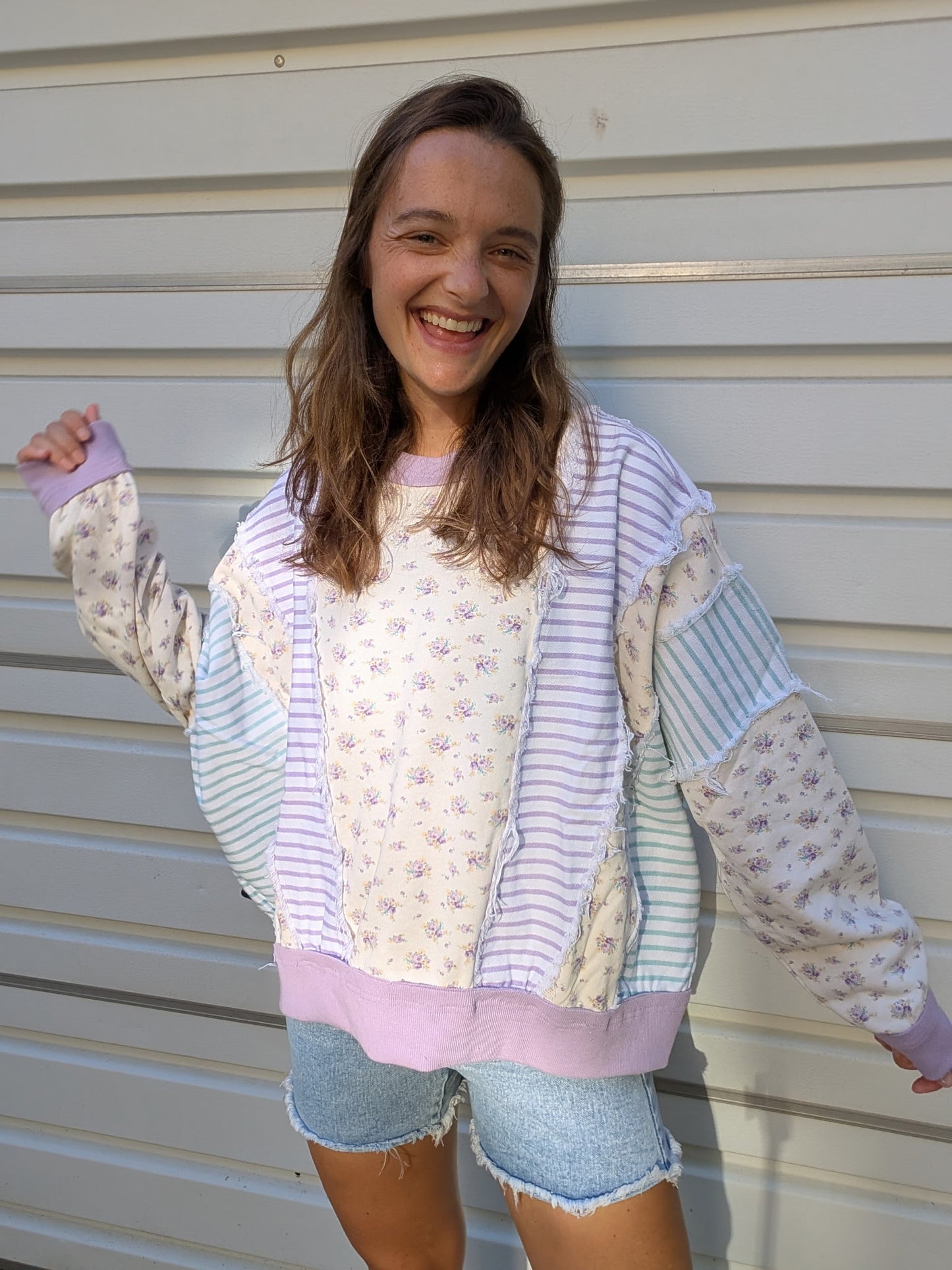 Lilac Meadow Patchwork Pullover