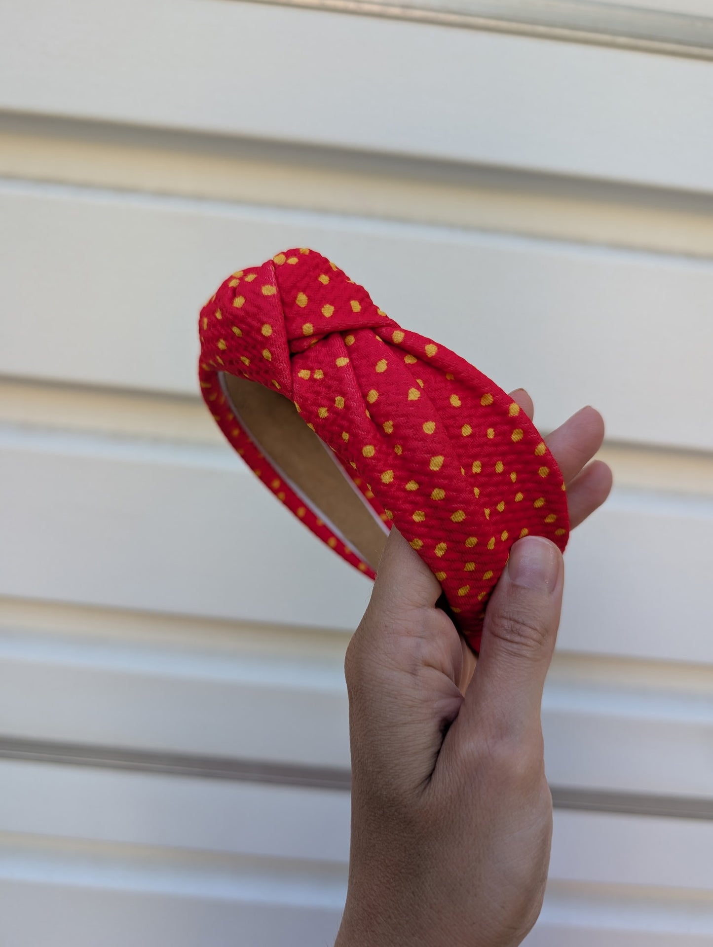 Red & Yellow Polka Dot Knotted Headband