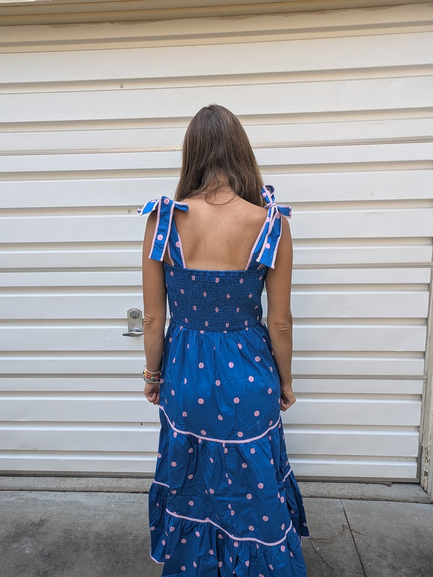 Blueberry Bubblegum Polka Dot Maxi Dress