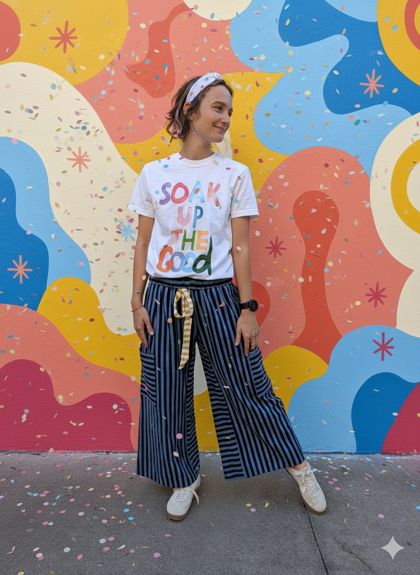 The Easy Stripe Wide Leg Pant