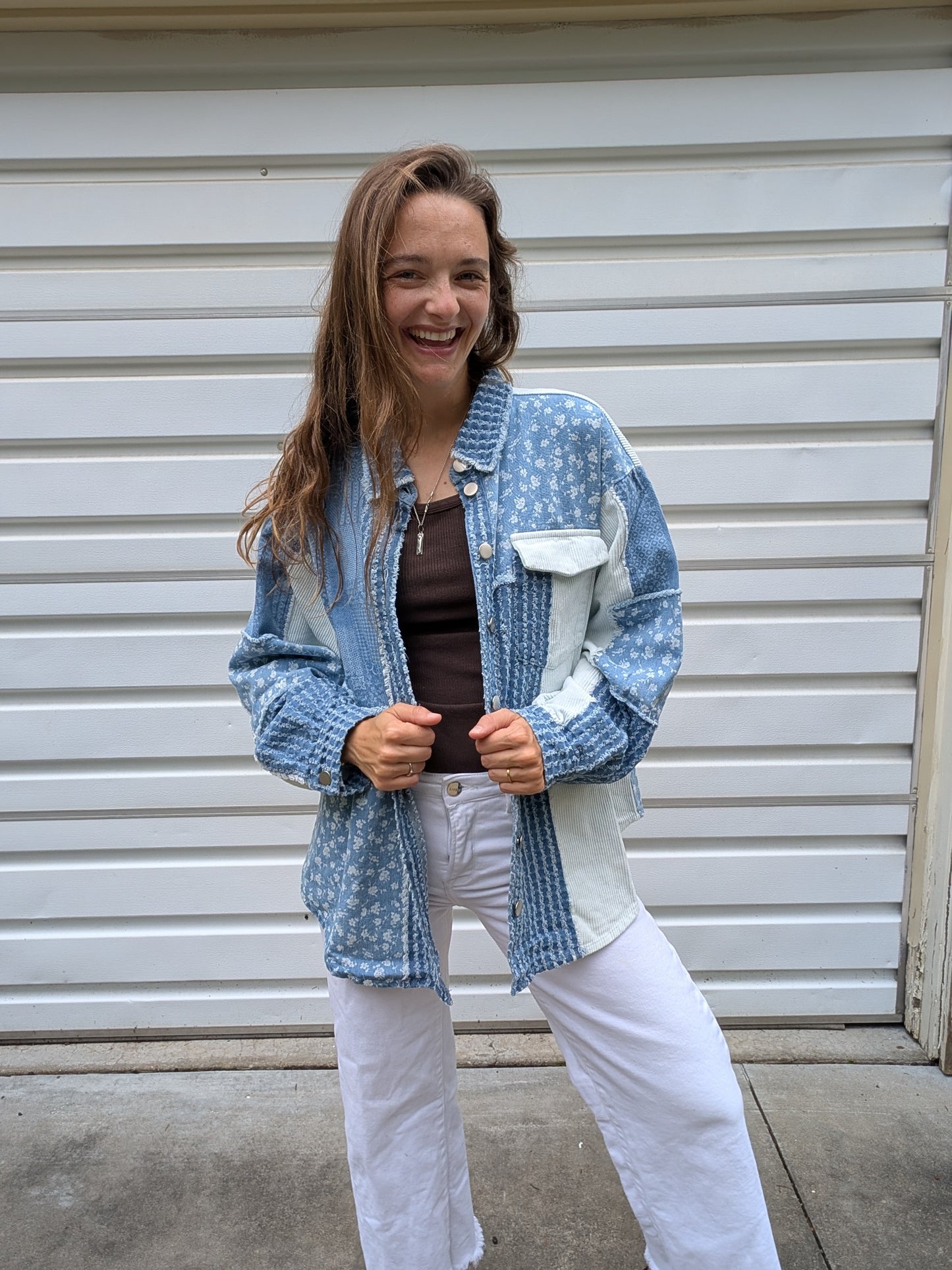 The Willow Patchwork Floral Shacket