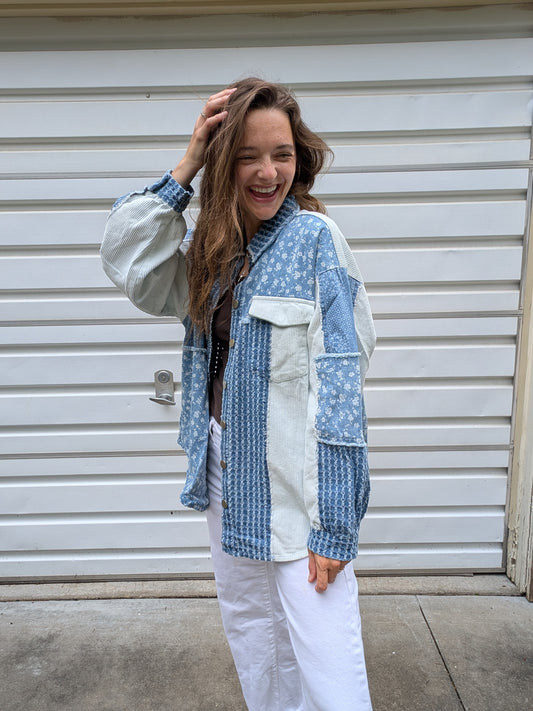 The Willow Patchwork Floral Shacket