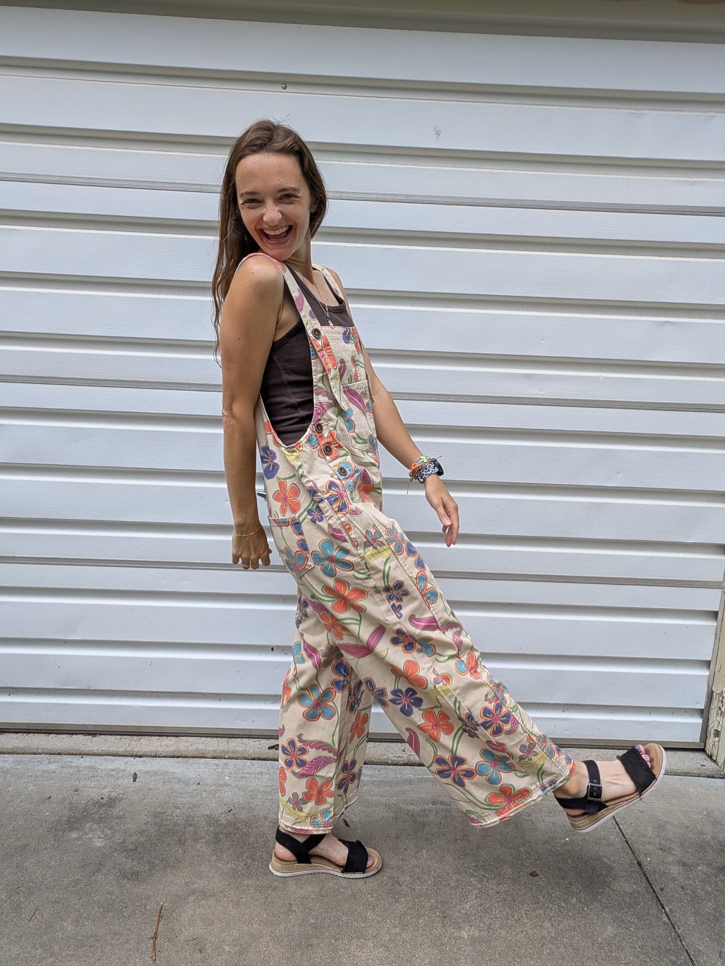 Groovy Garden Wide Leg Overalls
