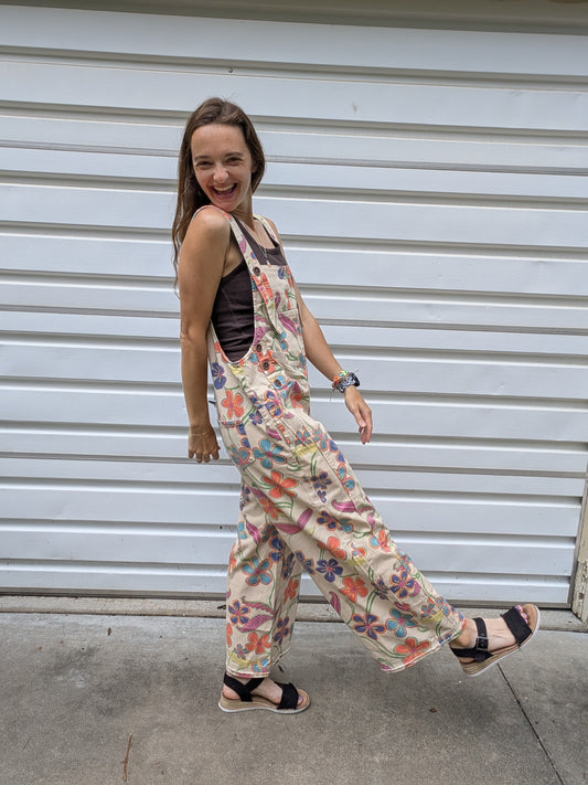 Groovy Garden Wide Leg Overalls