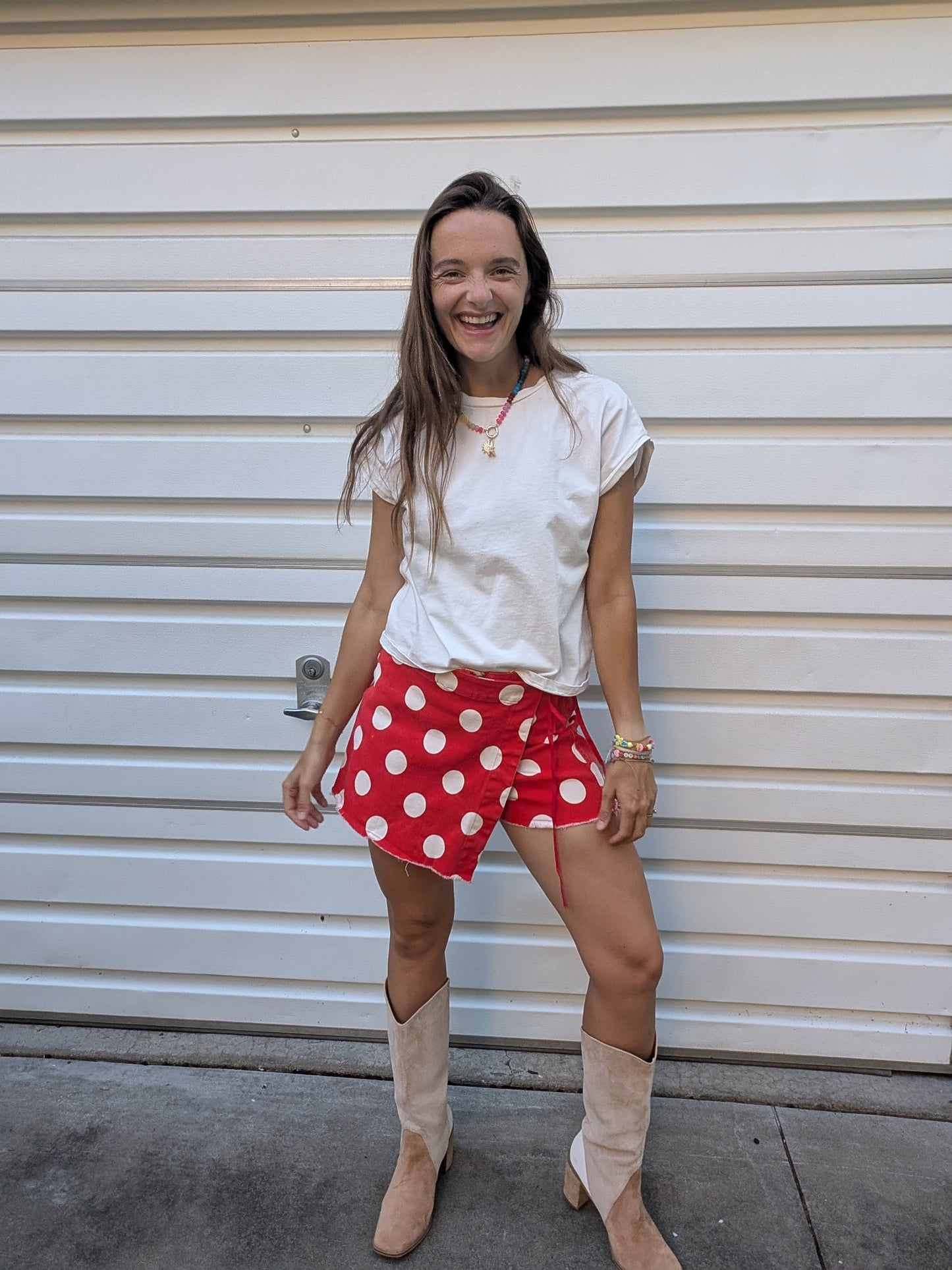 Cherry Red Polka Dot Wrap Skort