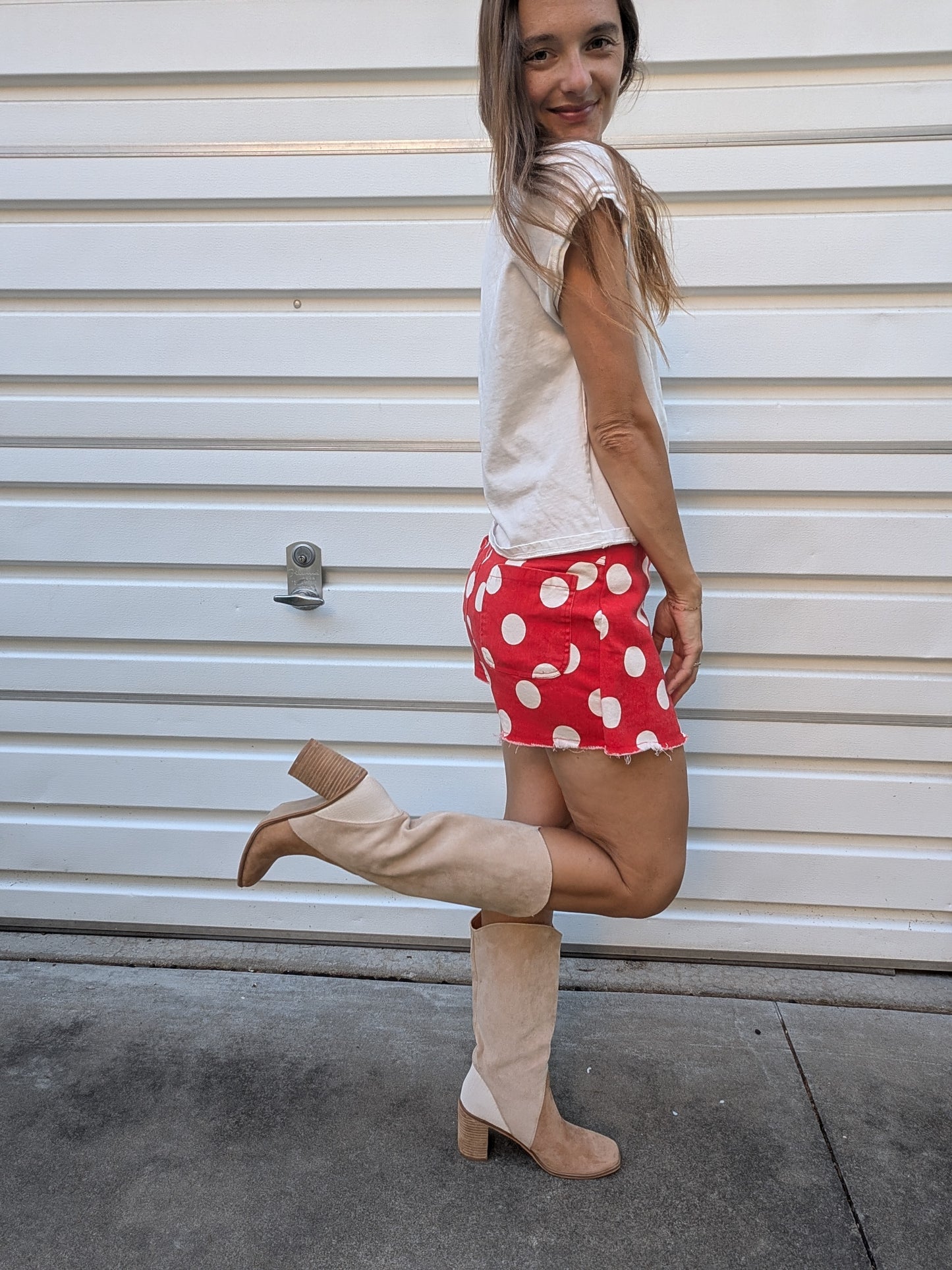 Cherry Red Polka Dot Wrap Skort