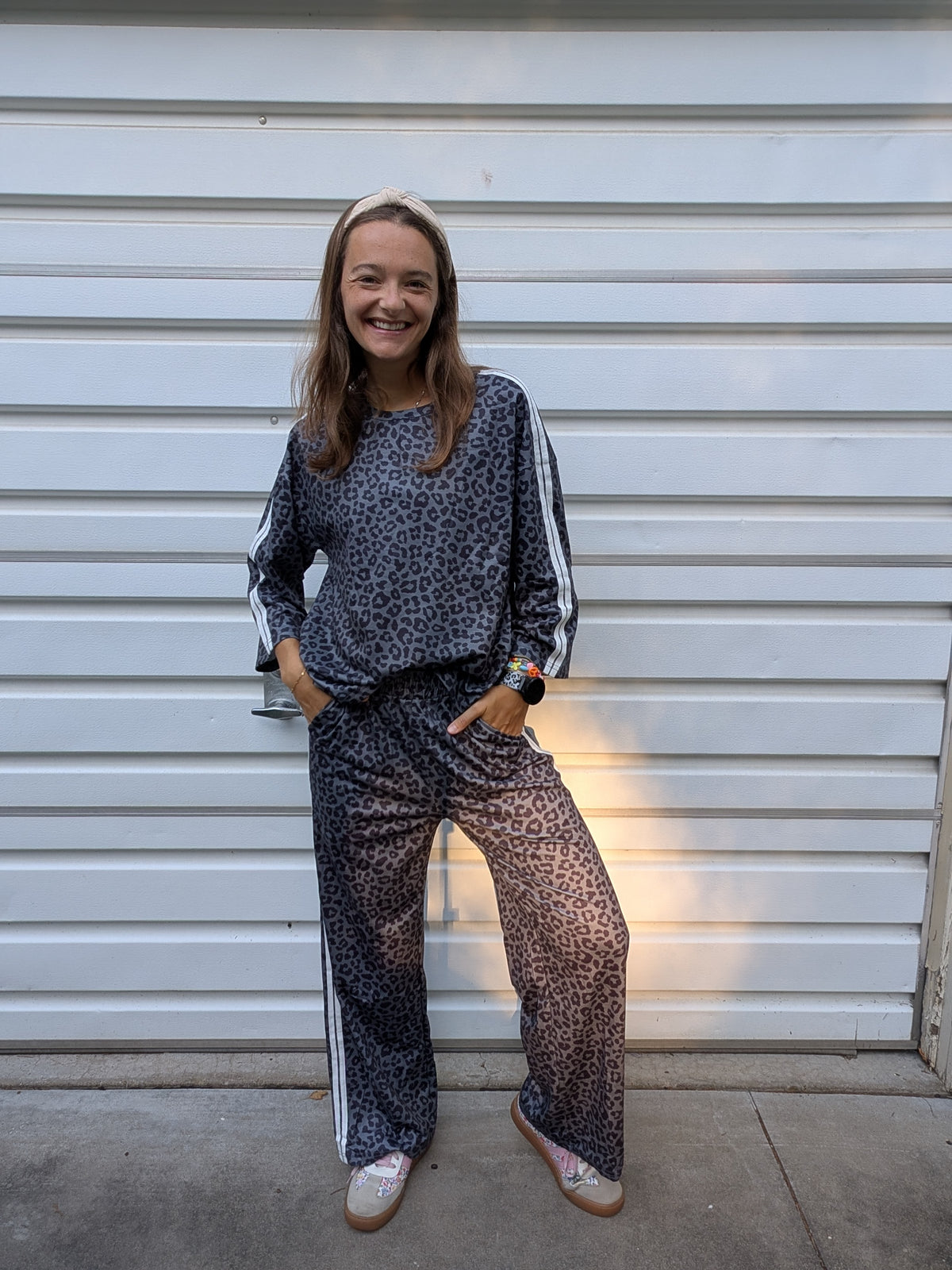 Leopard Varsity Striped Set