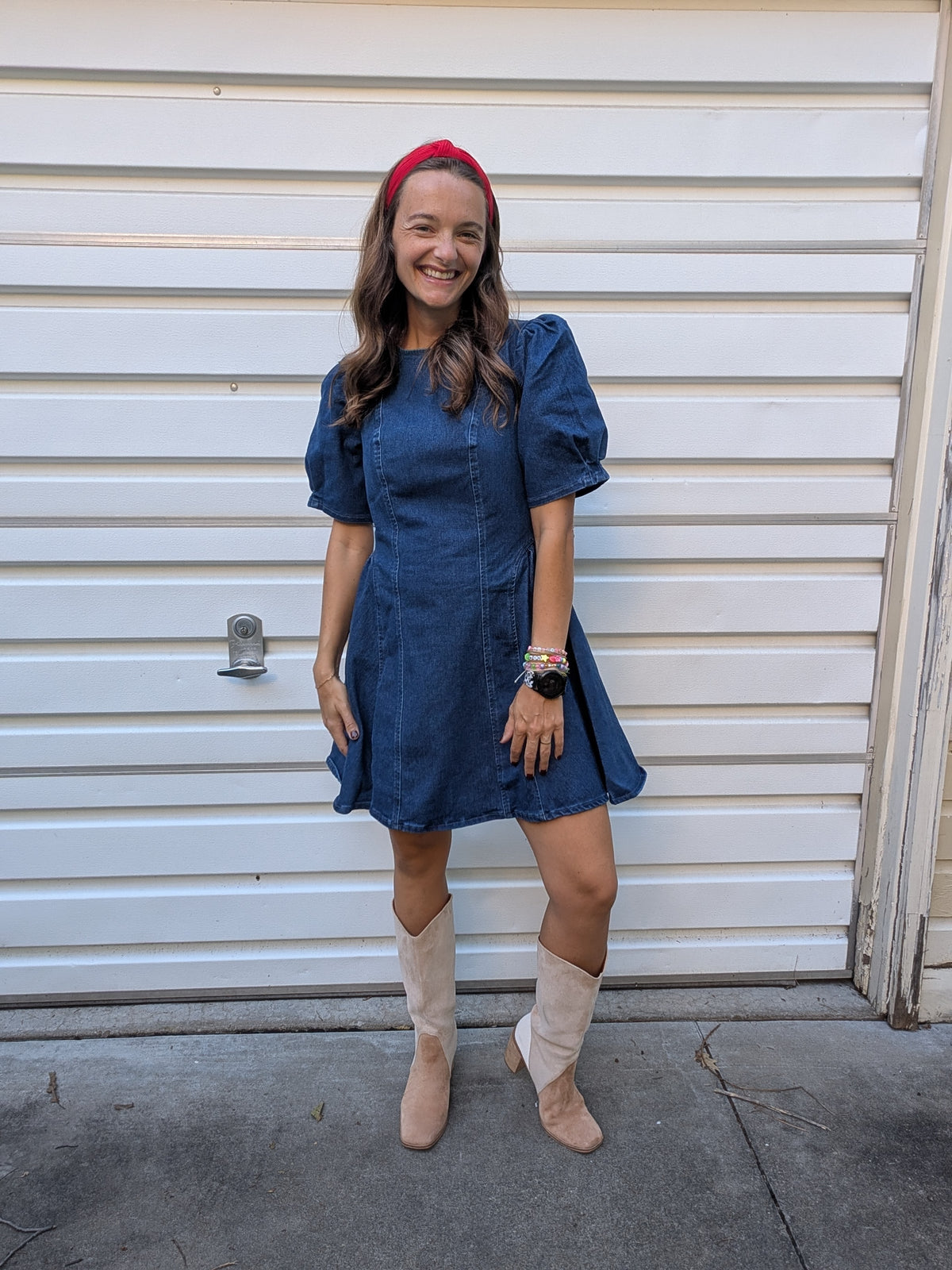 The Clara Puff-Sleeve Denim Mini Dress