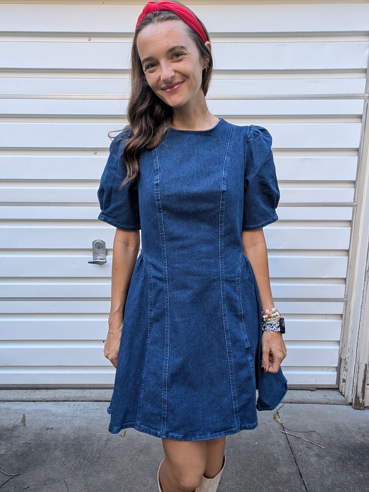 The Clara Puff-Sleeve Denim Mini Dress