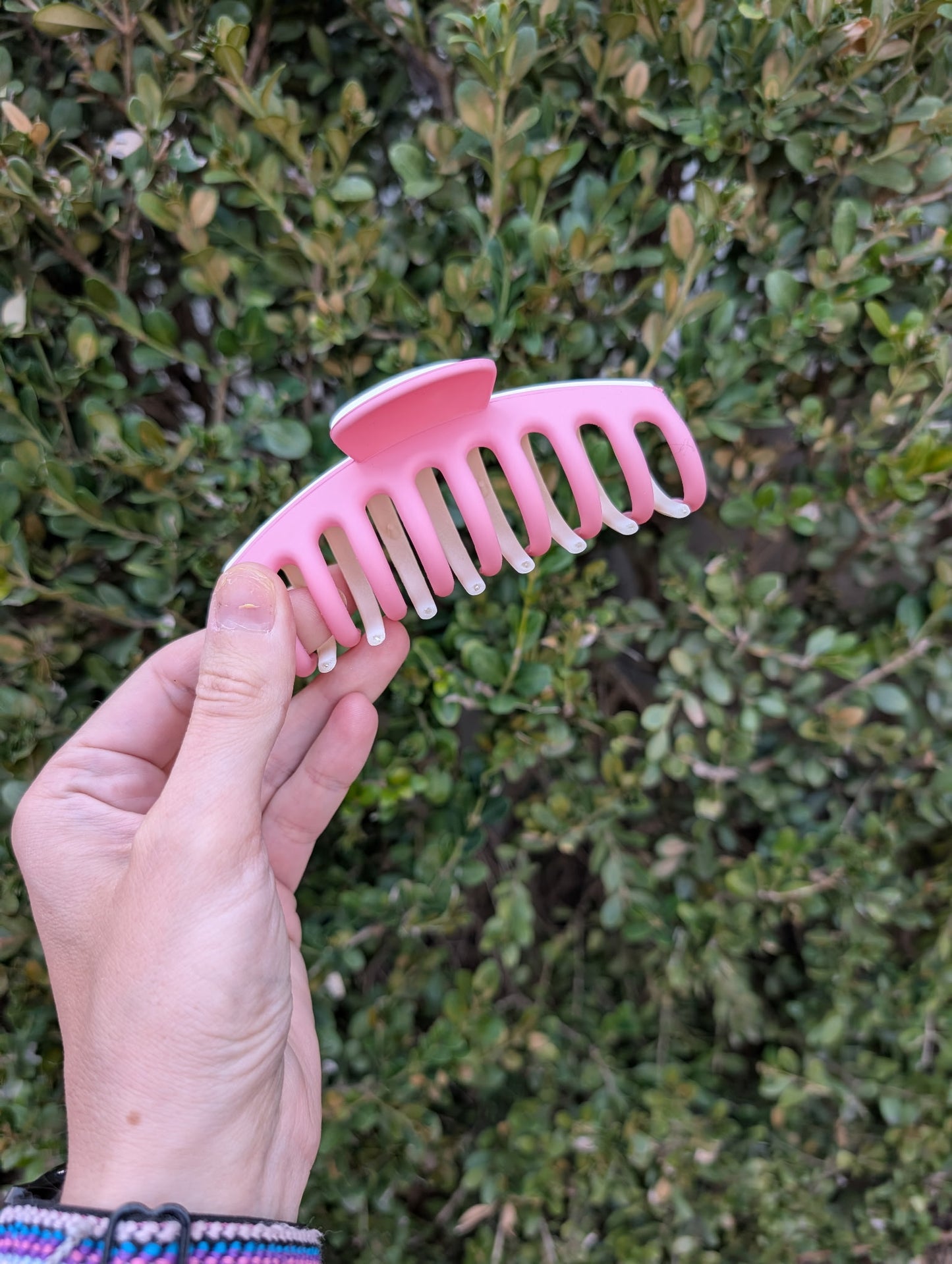 Pink & White Claw Clip