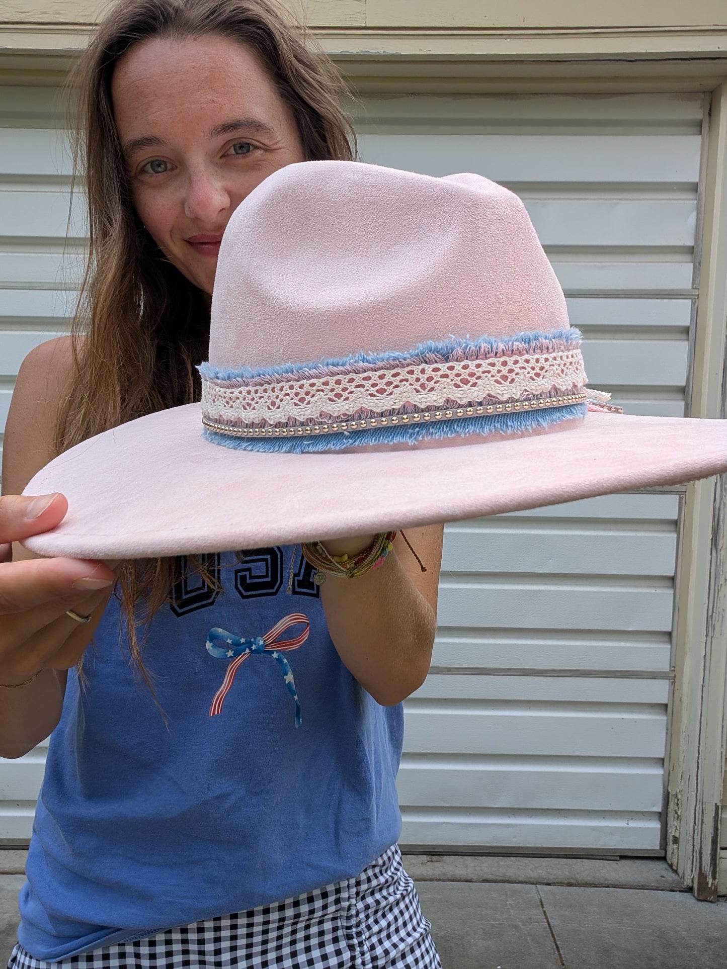 Find the Sun - Imperfectly Perfect Wide-Brim Fedora – Blush Pink